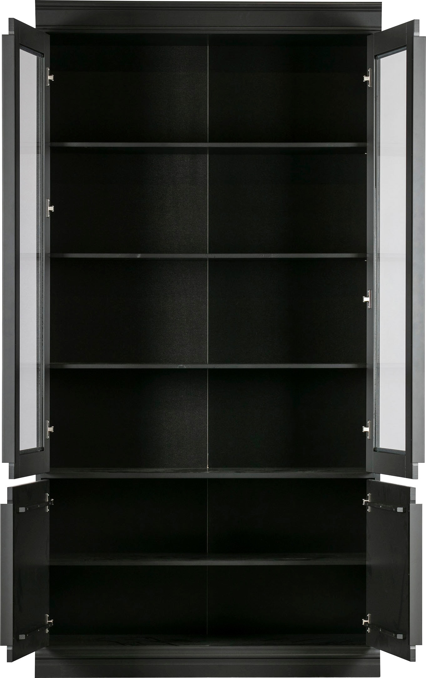 WOOOD Vitrine »Organize FSC®-Kiefernholz mit Glastüren, H 215 x B 110 x T 44 cm« Tragkraft 15 kg pro Boden, höhenverstellbare Böden, pfleigleicht