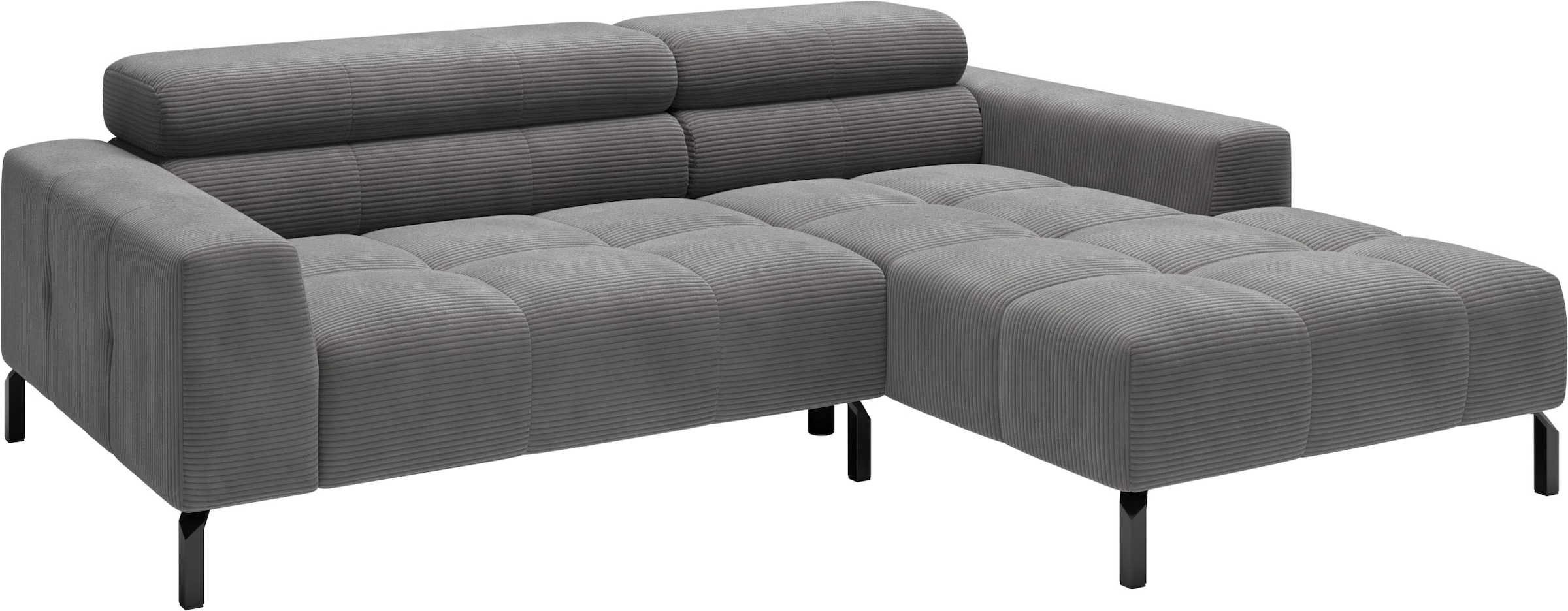Home affaire Canapé d'angle »Claya, 223 cm breit, L-Form, Kopfteilverstellung« Matelassage moderne, rembourrage doux & hauteur adaptée aux robots aspirateurs