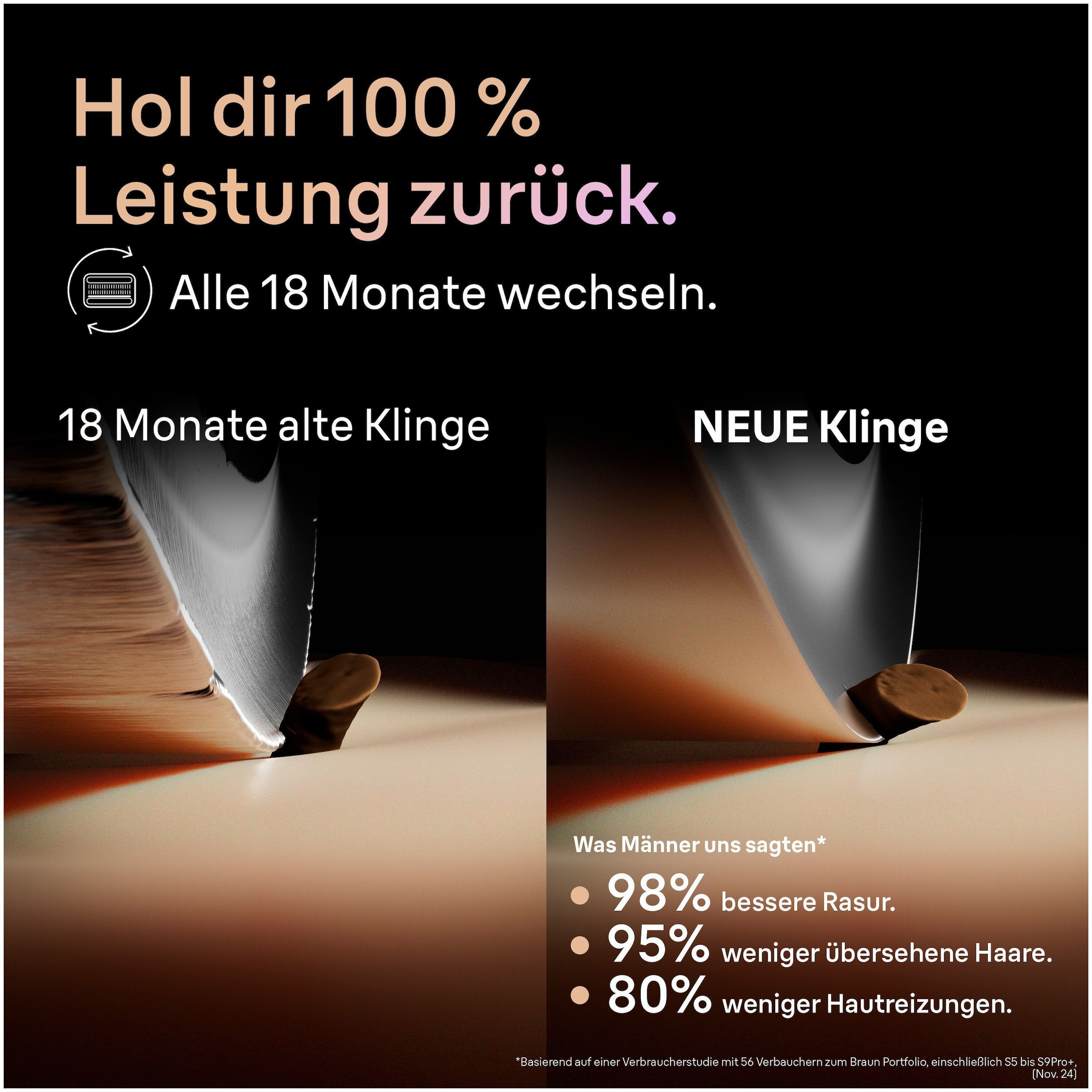 Braun Tête de rasage de rechange »Series 9 PRO+ 96M« compatible avec tous les rasoirs Braun Series 9, ORIGINAL du fabricant