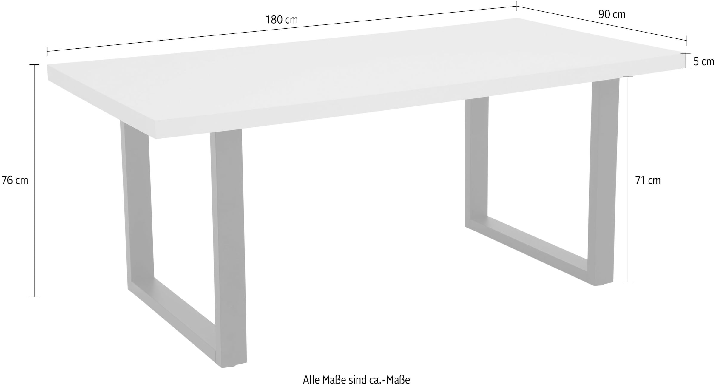 HELA Esstisch »MERAN« 1 Stk. tlg. U-Gestell,Cashmere,Azoto Matt lackiert,Metall,Spanplatte