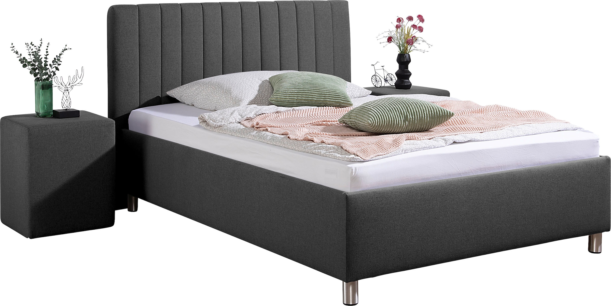 Maintal Lit rembourré »Kieferwald« avec coffre de rangement, matelas à ressorts Bonnell ou à ressorts ensachés au choix