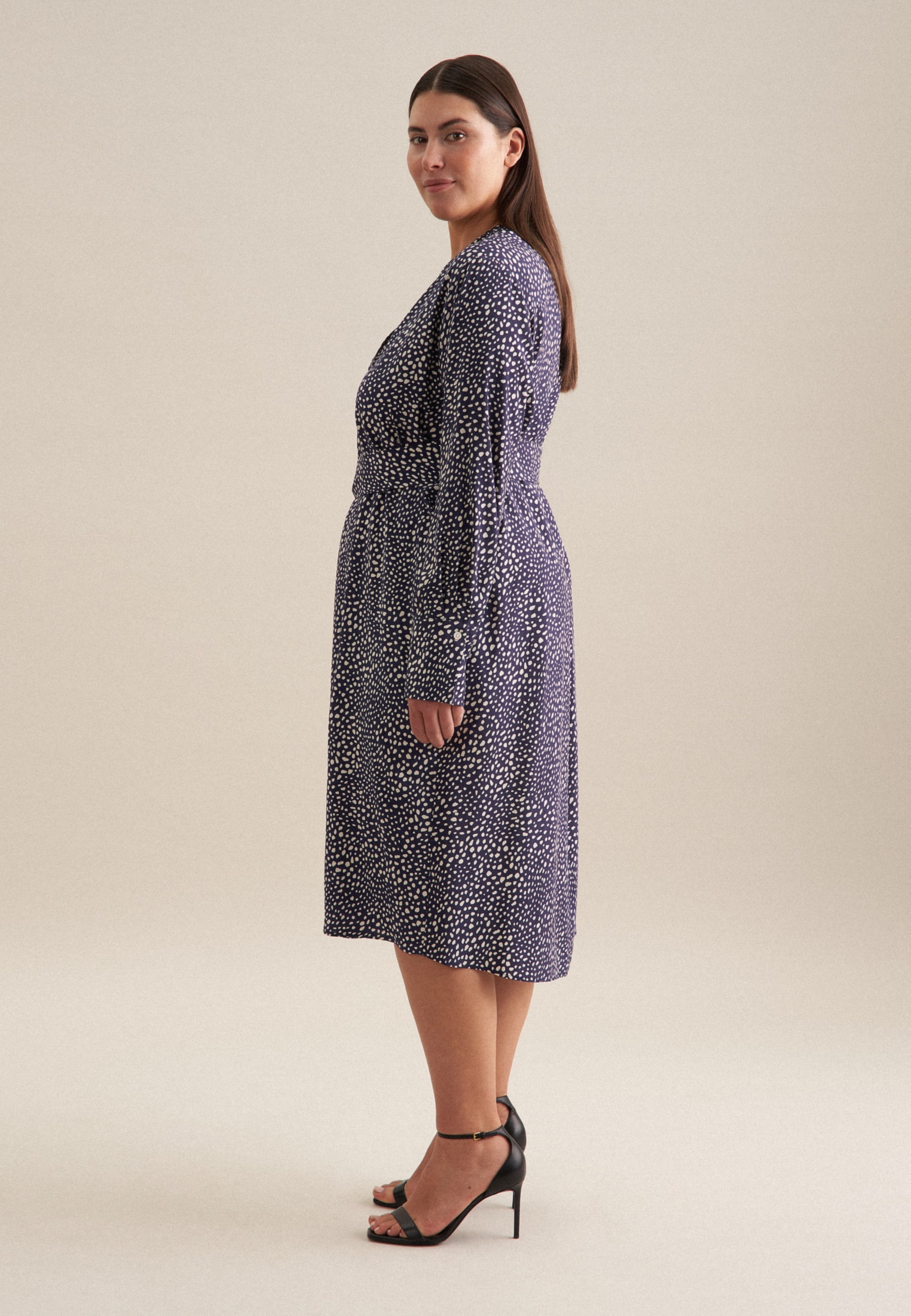 seidensticker Sommerkleid »Schwarze Rose« Langarm Kragen Druck