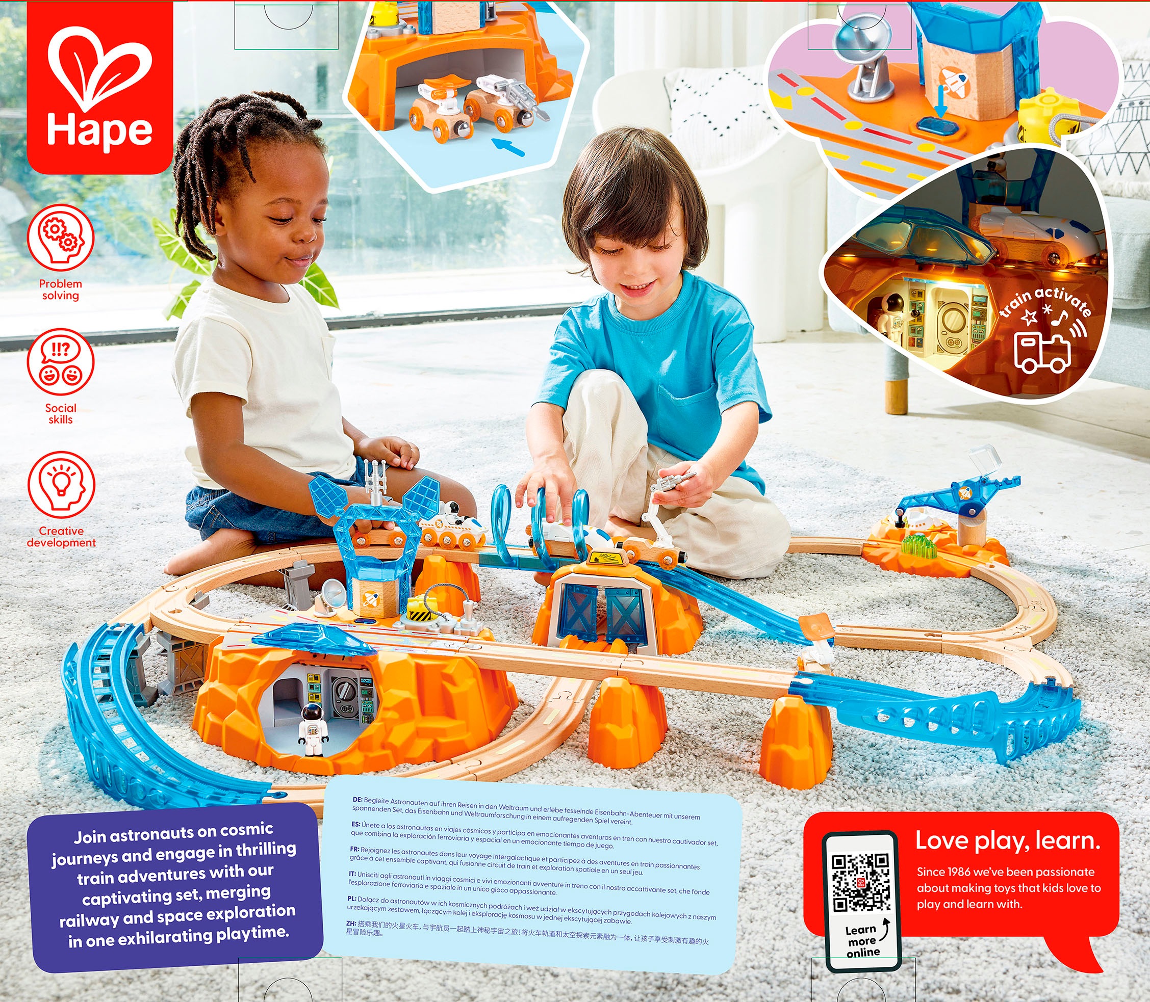 Hape Train jouet »Zugset - Mars-Erkundung« avec lumière et son