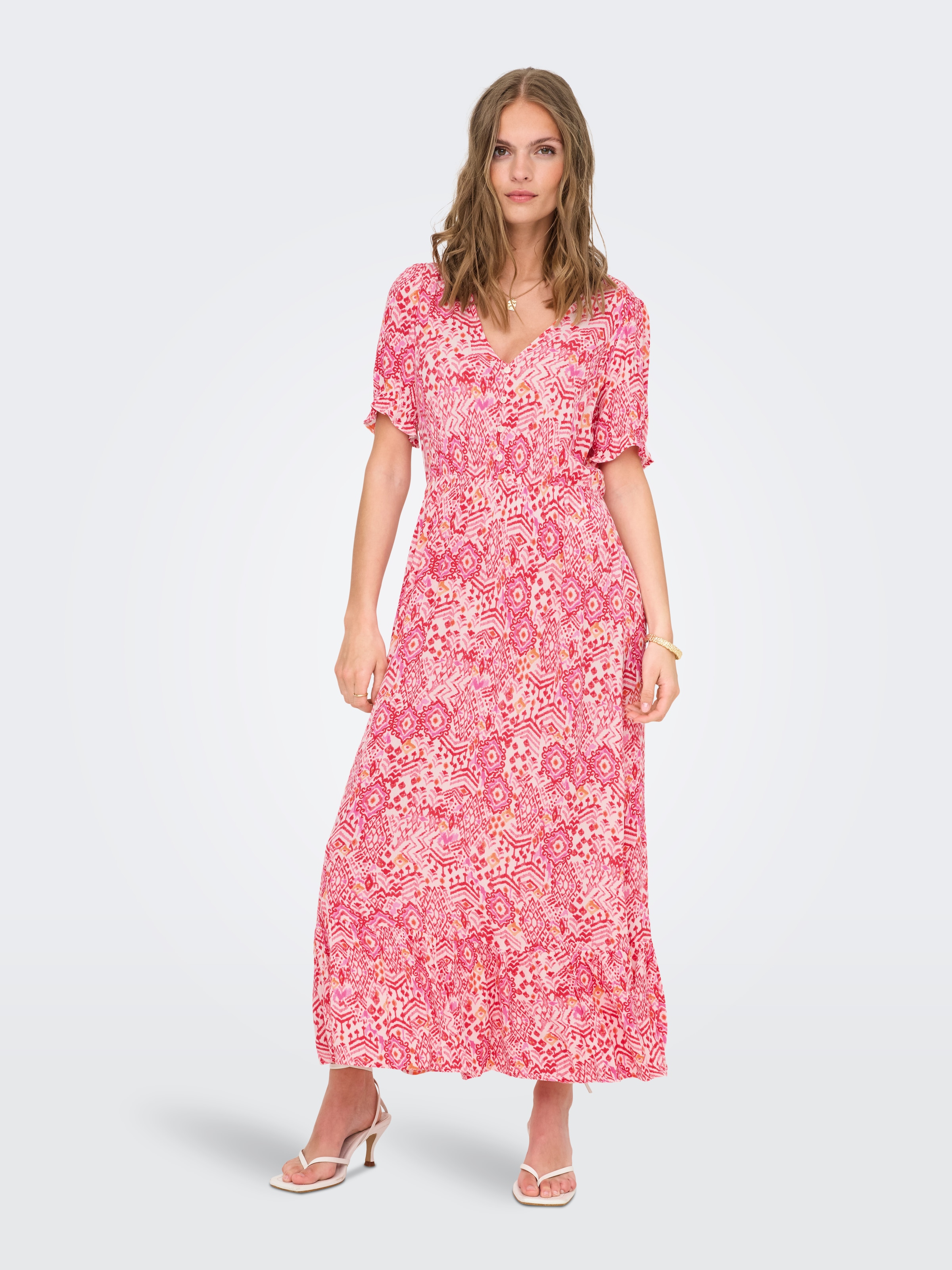 ONLY Maxi robe »ONLCHIANTI S/S LONG DRESS WVN NOOS« viscose, coupe regular
