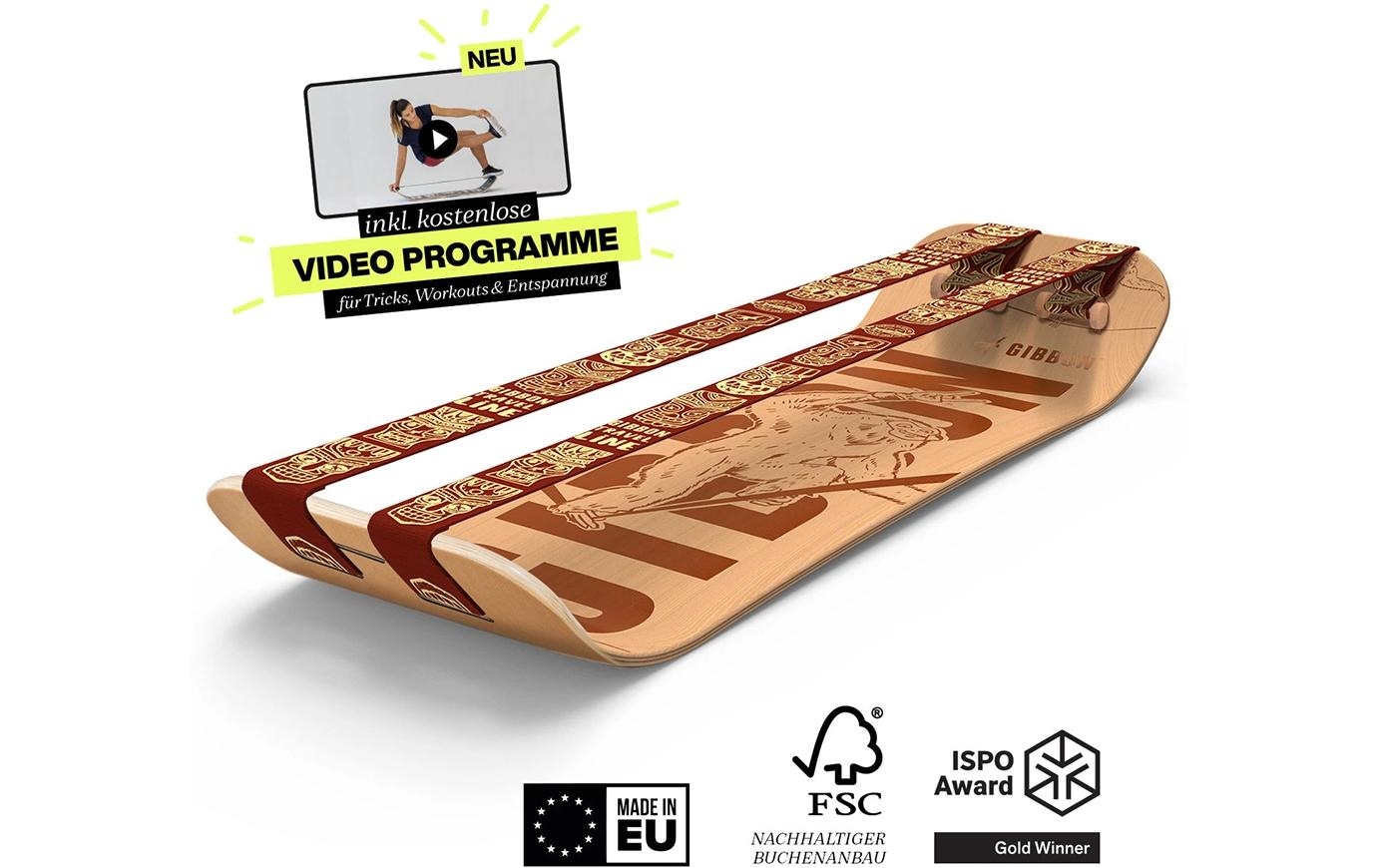 Gibbon Planche d'équilibre »Slackboard Set Roots Rocker Trave l Set Buche«