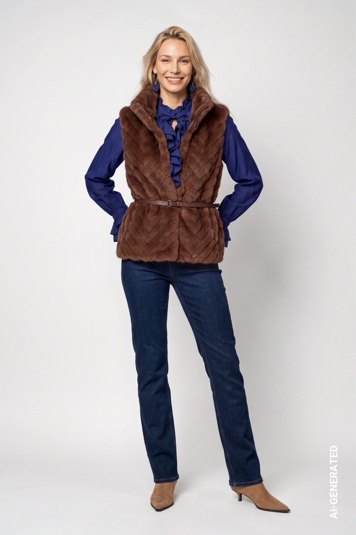 Monari Gilet en imitation fourrure »Weste fake fur« Regular fit mit Stehkragen