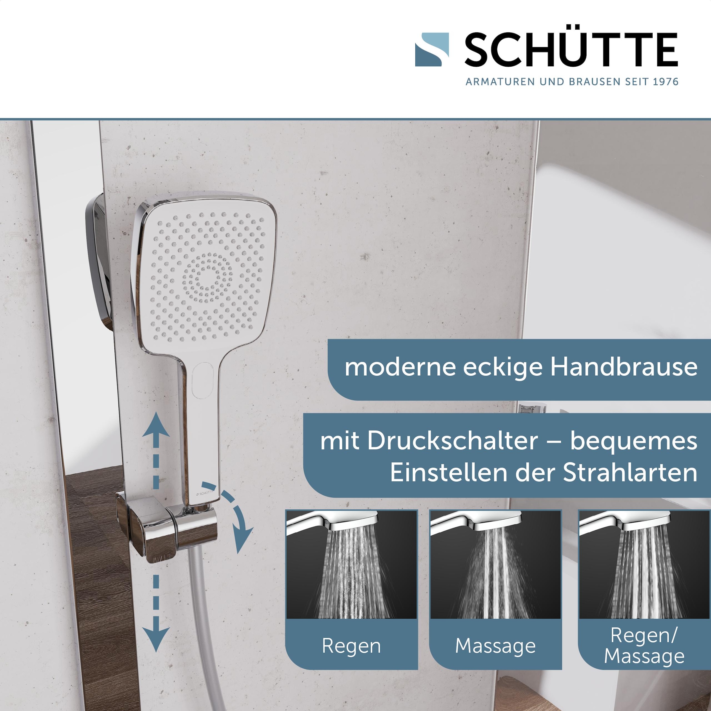 Schütte Duschsystem »HAWAII Überkopfbrause-Set« Komplett-Set, Inkl. Montagematerial und Dichtungen,  mit Thermostatarmatur, Glasablage, Brausehalter