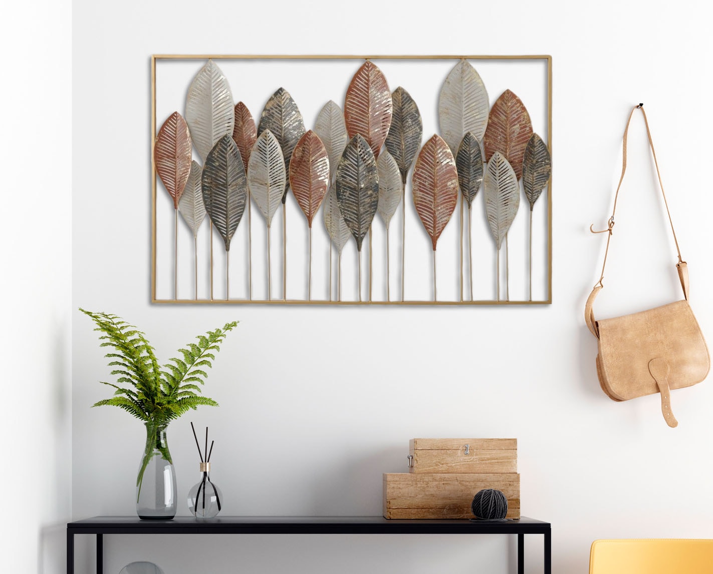 Bönninghoff Tableau métallique »HERBSTSTIMMUNG VERSCHIEDENE BLÄTTER 122x76 cm – Deko« Feuilles | Images de feuilles | Plantes Décoration murale
