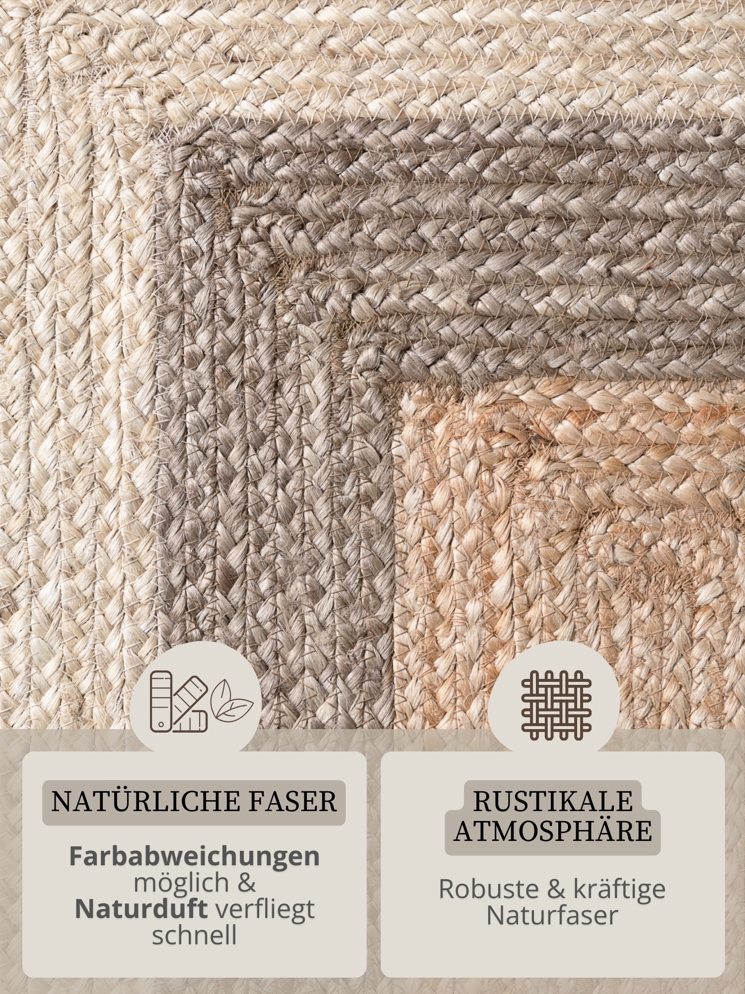 HANSE Home Tapis »Juno Fusion  Juteteppich« Rectangulaire 9 mm Höhe jute, forme, fait main, tapis de salon, tapis naturel, salon