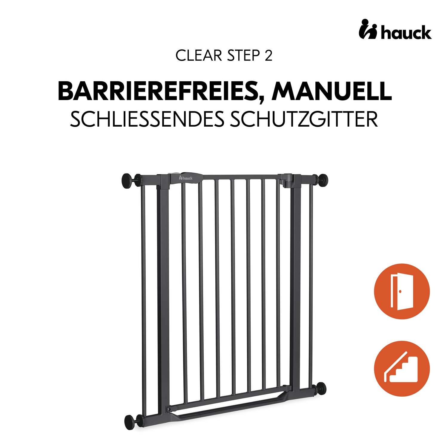 Hauck Türschutzgitter »Clear Step 2, Black« auch als Treppenschutzgitter verwendbar; 75-80 cm, flacher Durchgang