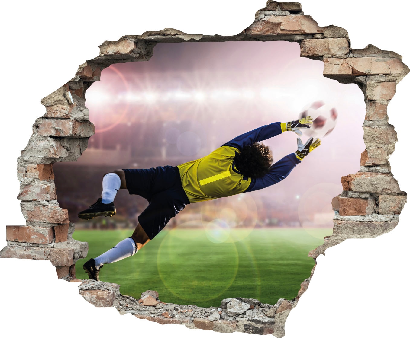 queence Wandtattoo »Torwart« Wandsticker, Wandbild, selbstklebend, 3D, Wanddurchbruch