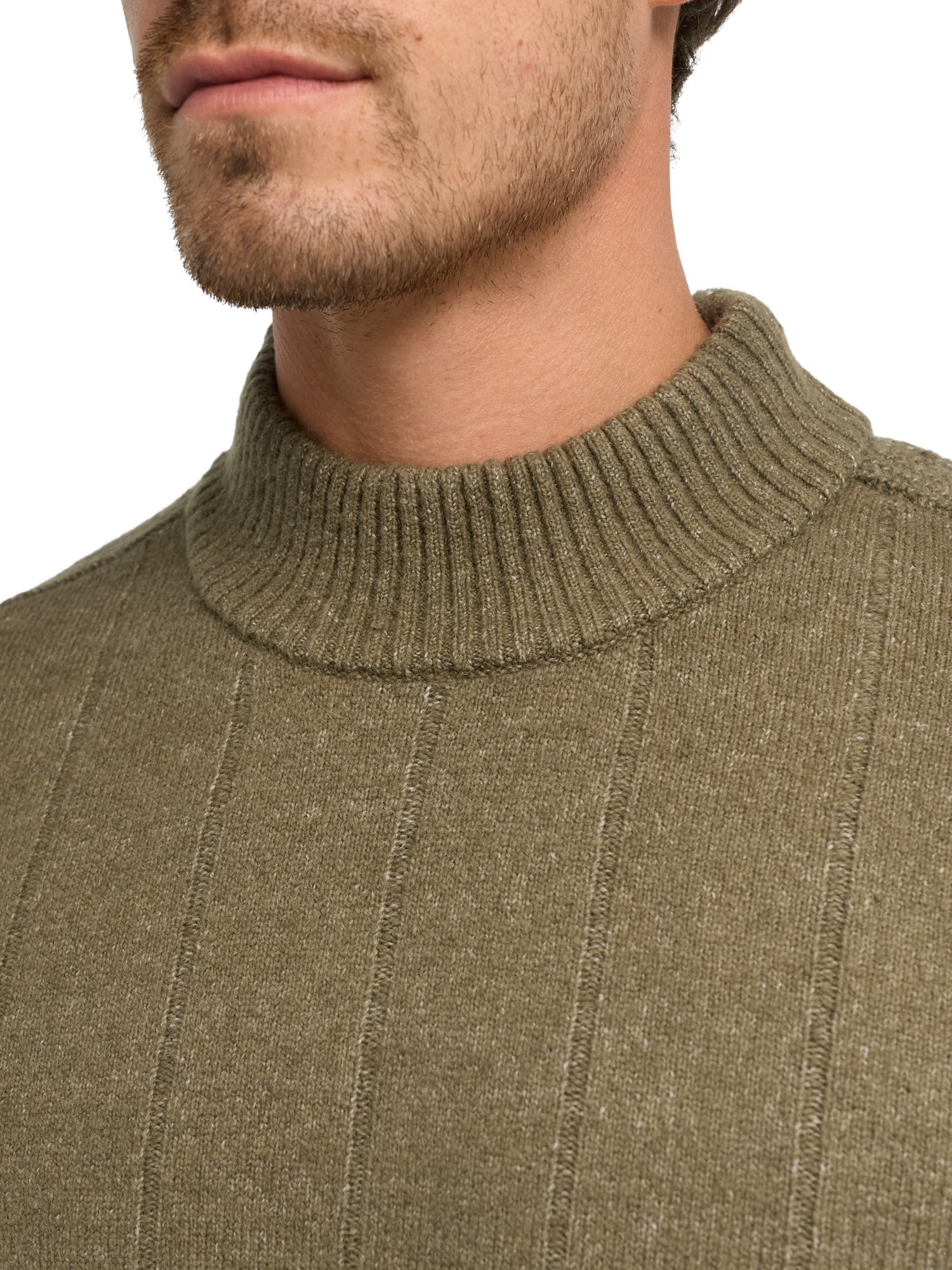 Indicode Pull à col roulé »INCrowport« mélange de matériaux, coupe régulière