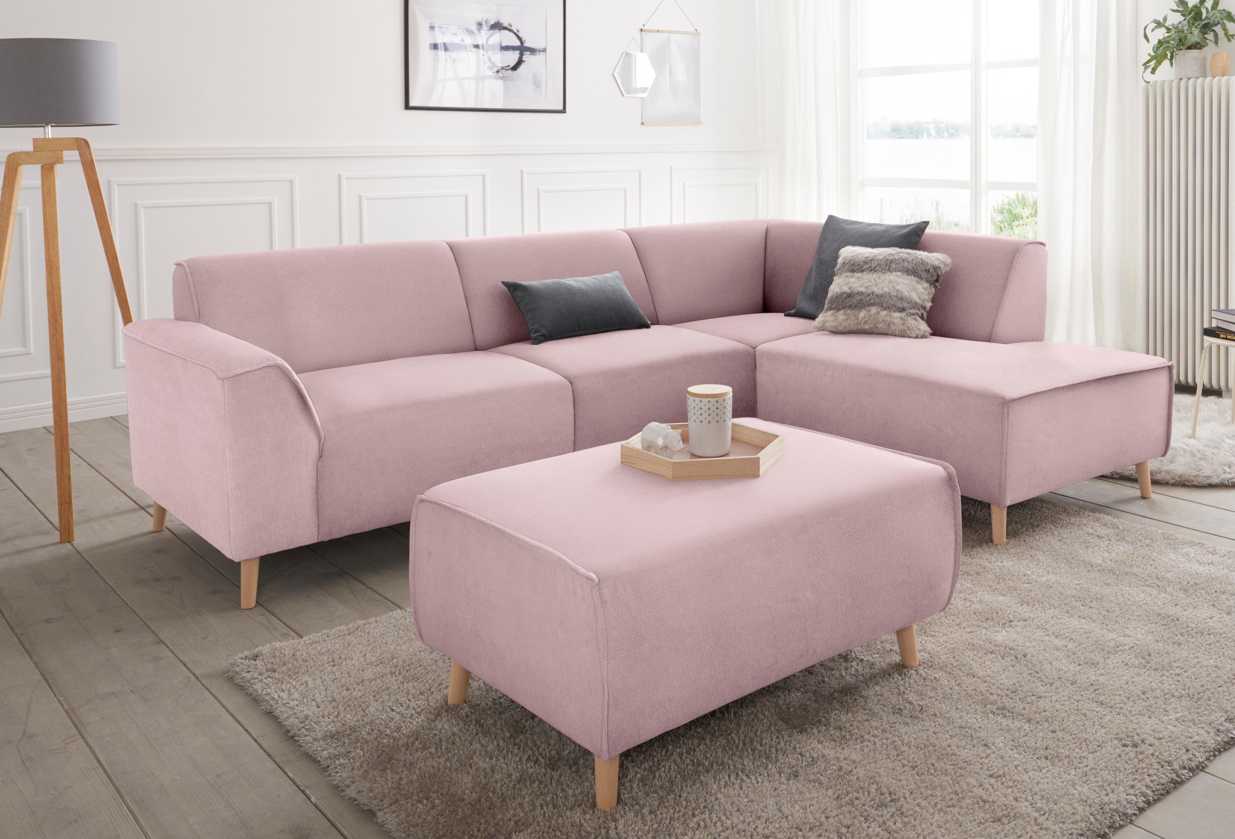 Home affaire Ecksofa »Janek Scandic Design, elegant und zeitlos, L-Form« mit Federkern und Keder in scandinavischem Design