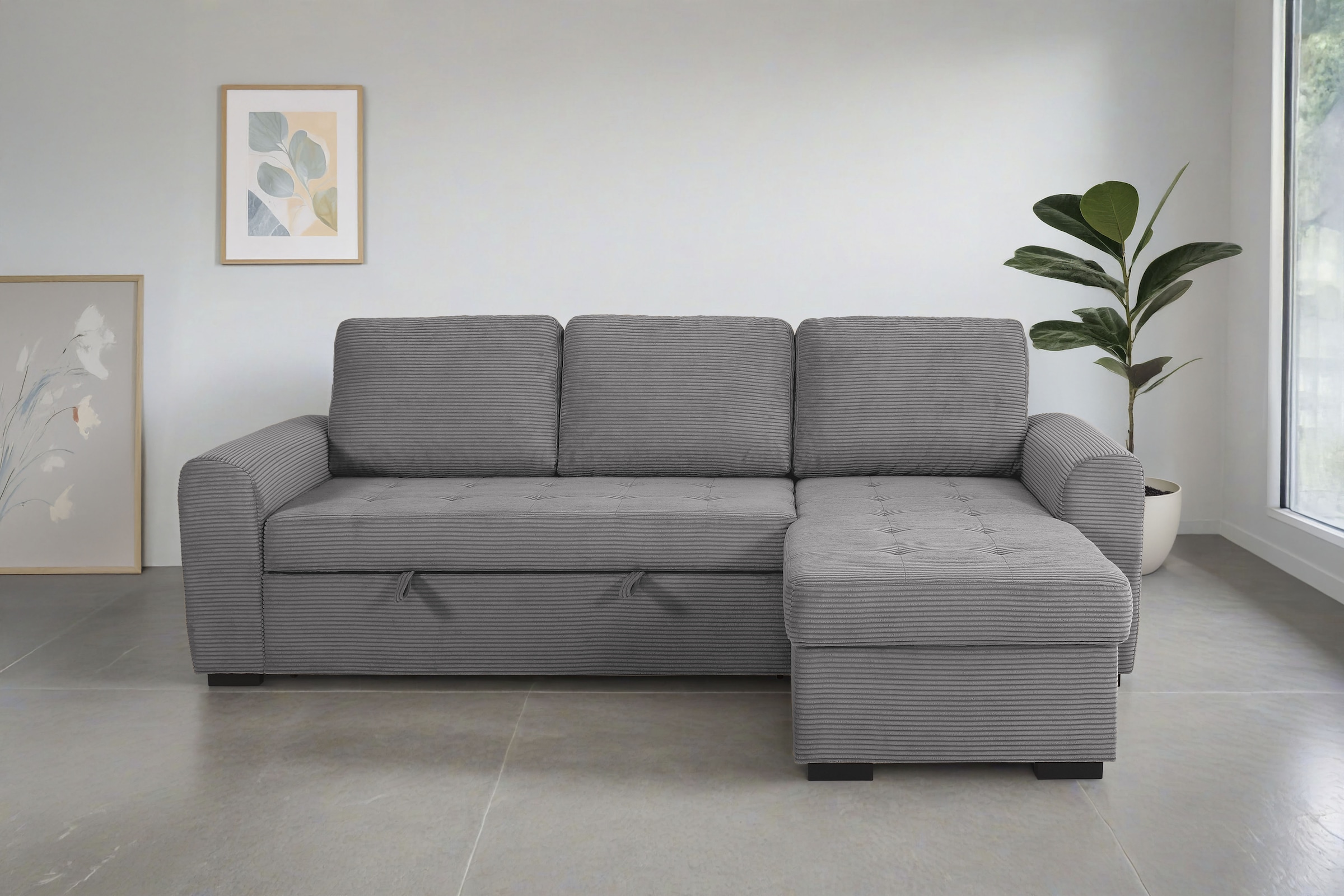 Trends by HG Canapé d'angle »Poll L-Form, B: 245 cm« mit Bettfunktion & Bettkasten