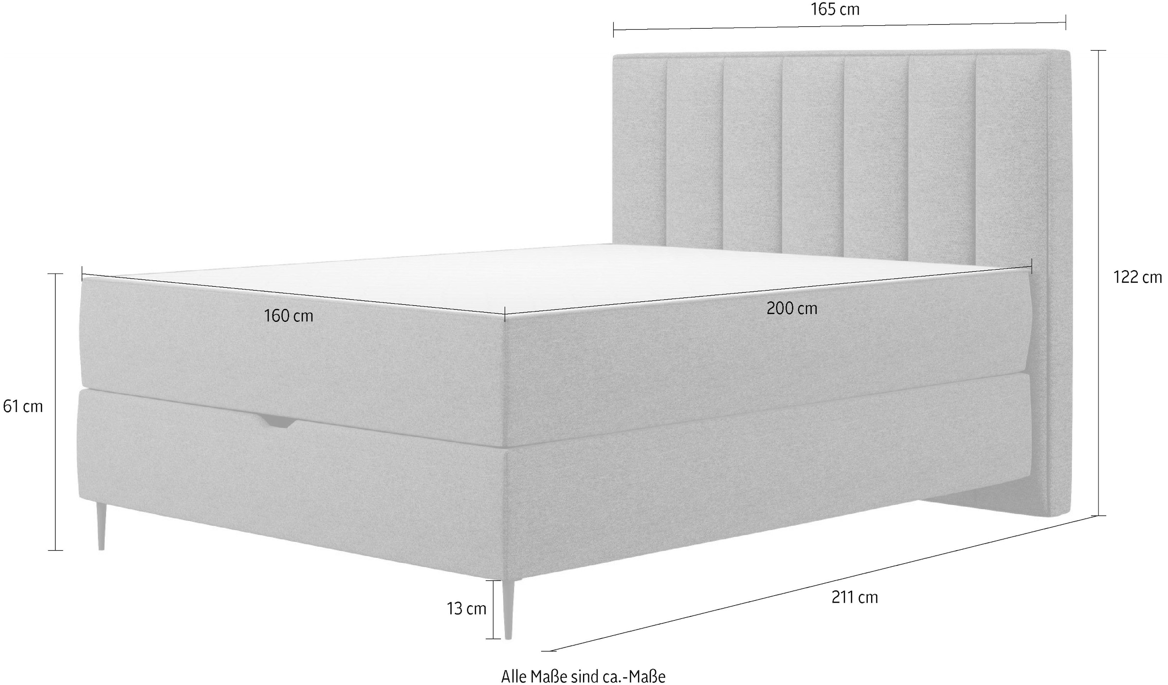 Home affaire Lit de boxe »Rita inkl. Bettkasten, erhältlich in den Breiten 160cm und 180cm« mit Taschen-Federkernmatratze, Komfortliegehöhe von 61cm