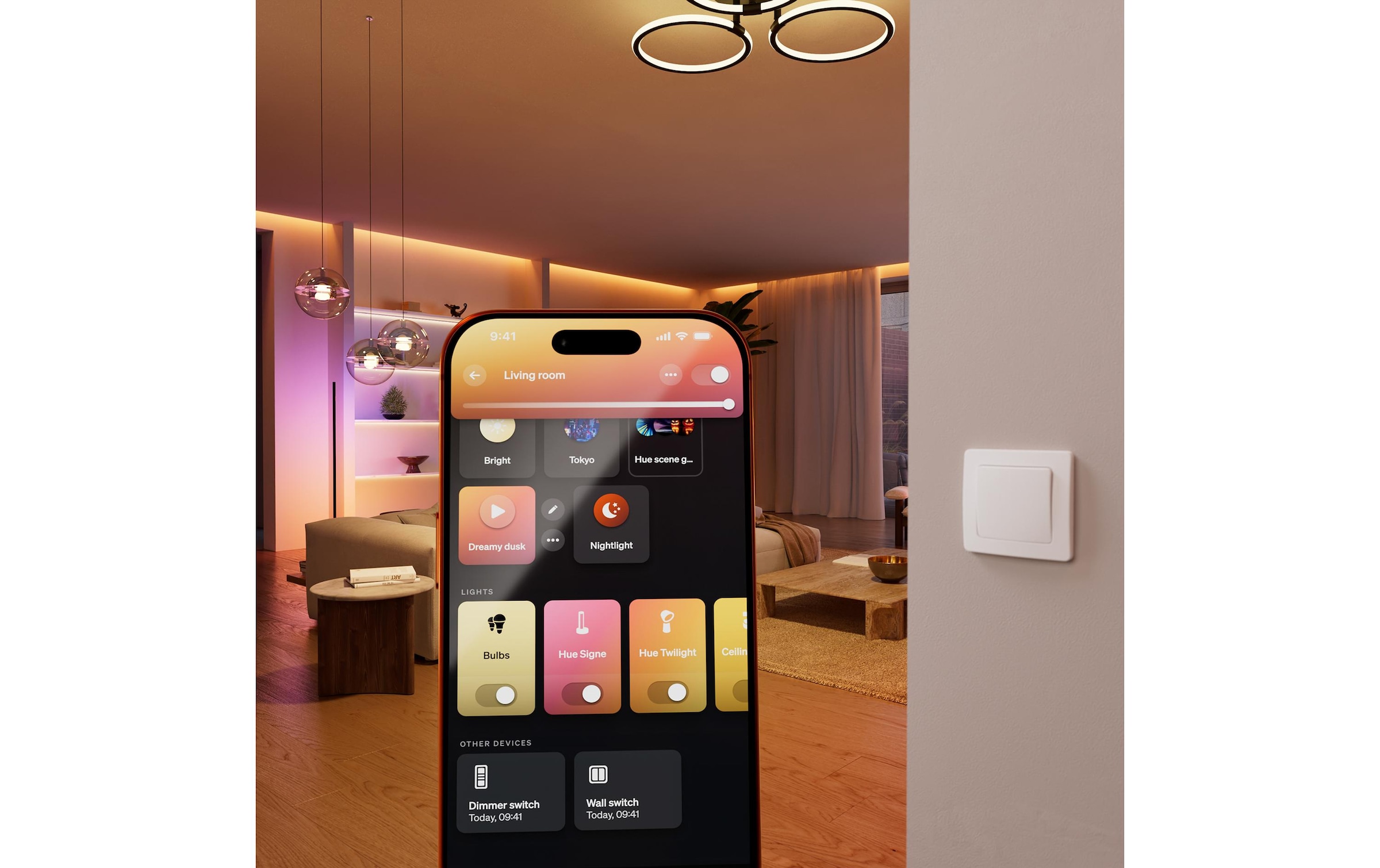 Philips Hue Smart-Home-Steuerelement »Wandschaltermodul, für Hue Lampen, Netzbetrieb« Individuelle Steuerung, App‑ & Sprachsteuerung, 2er‑Pack
