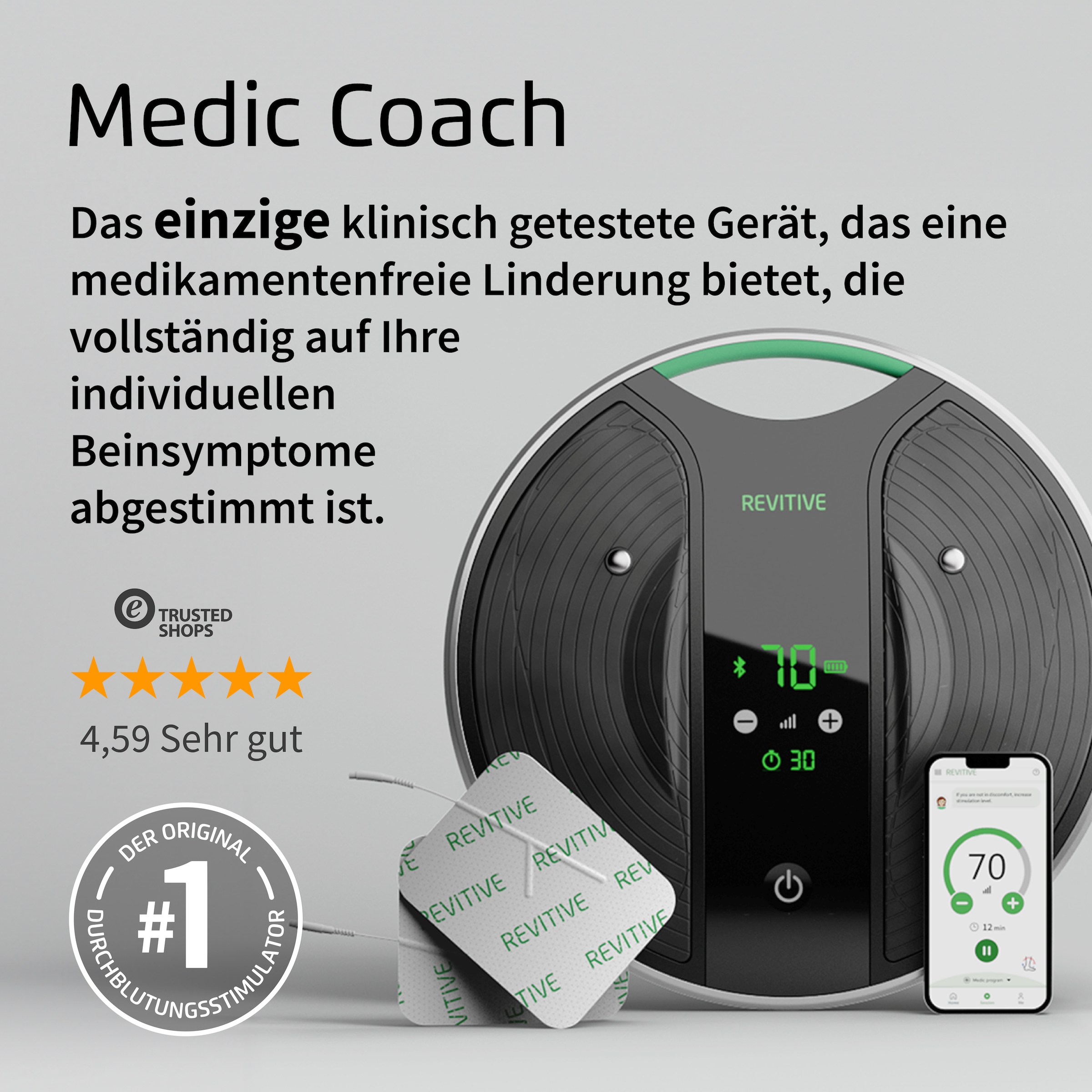 REVITIVE EMS-Fussmassage-Gerät »Medic Coach Durchblutungs-Stimulator« Effektive Knieschmerztherapie und bessere Durchblutung