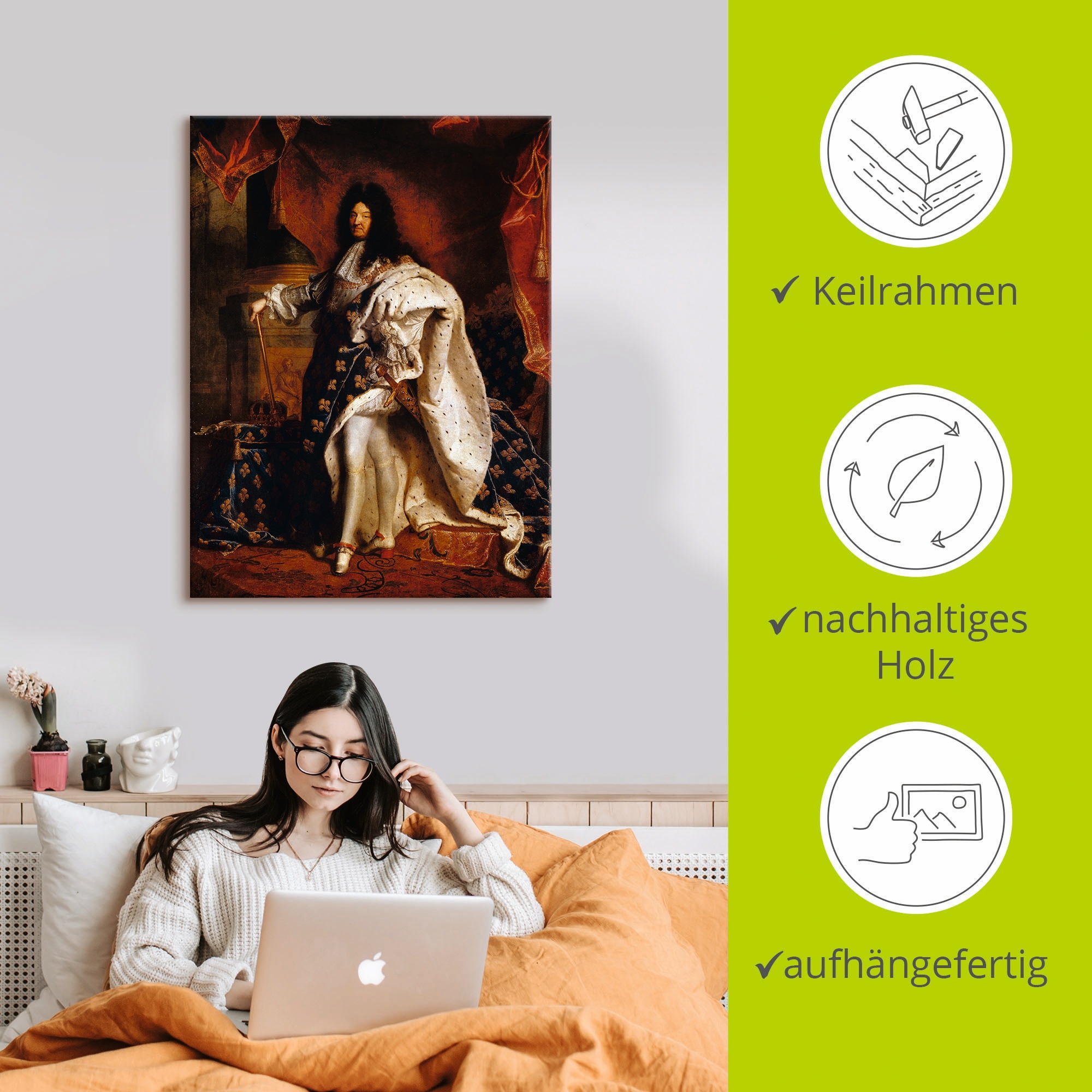 Artland Tableau sur toile »Ludwig XIV. von Frankreich, 1701« 1 cuis tlg. auf Holzrahmen gespannt