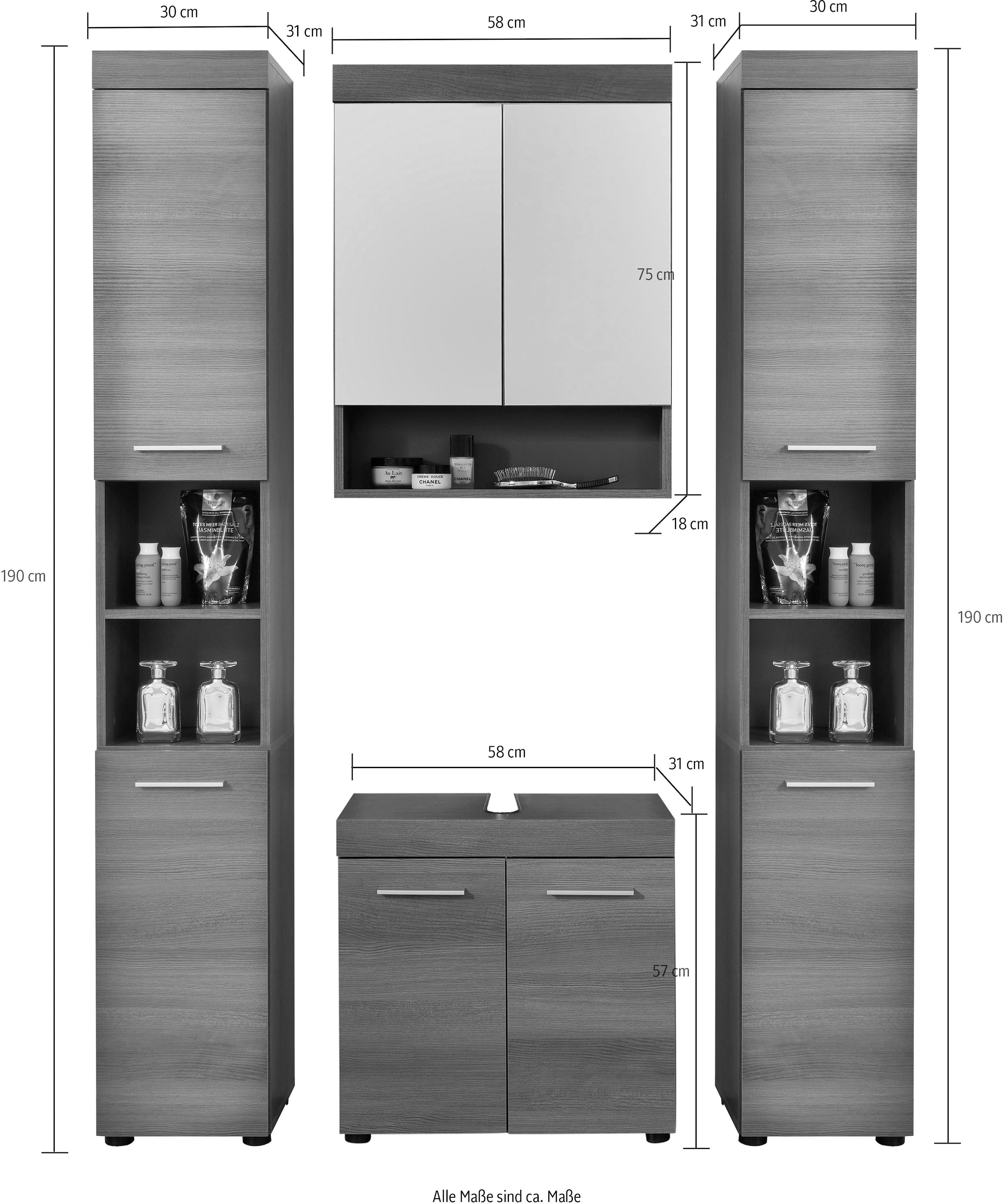 welltime Badmöbel-Set »Royan« 4 Stk. tlg.
