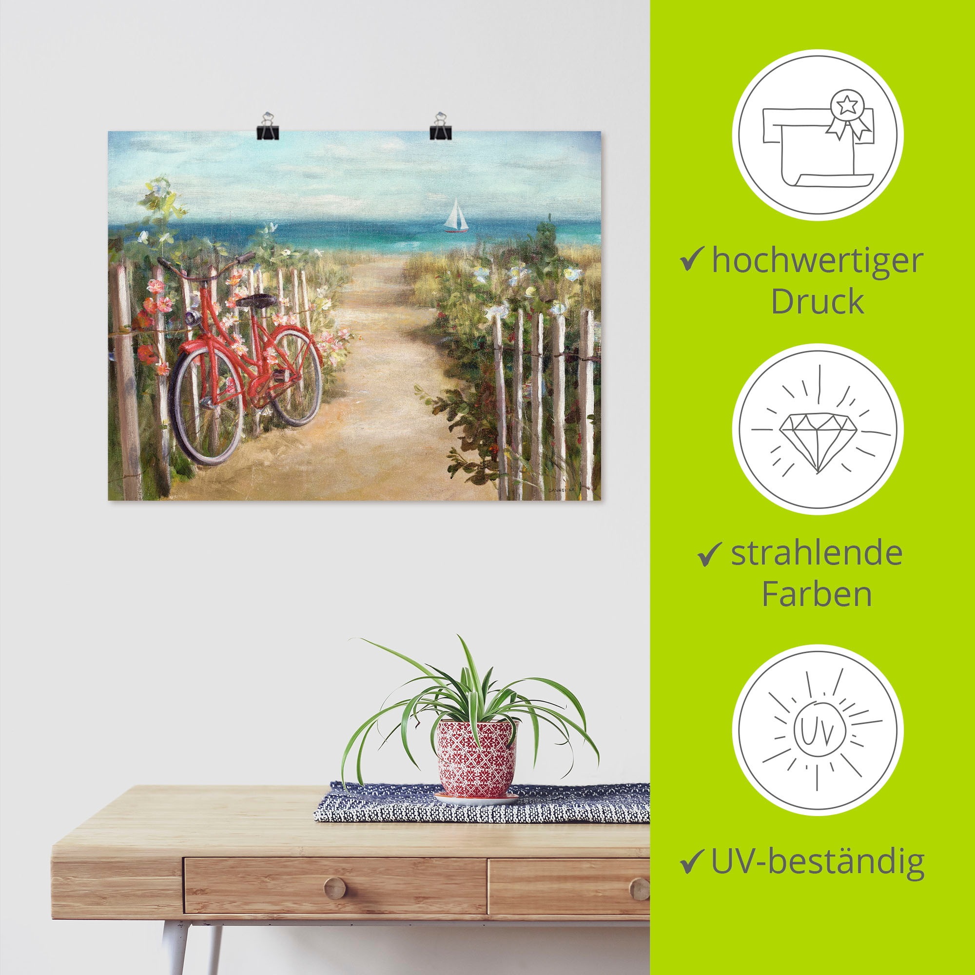 Artland Wandbild »Sommerfahrt« Fahrräder 1 Stk. tlg. als Leinwandbild, Poster in verschied. Grössen