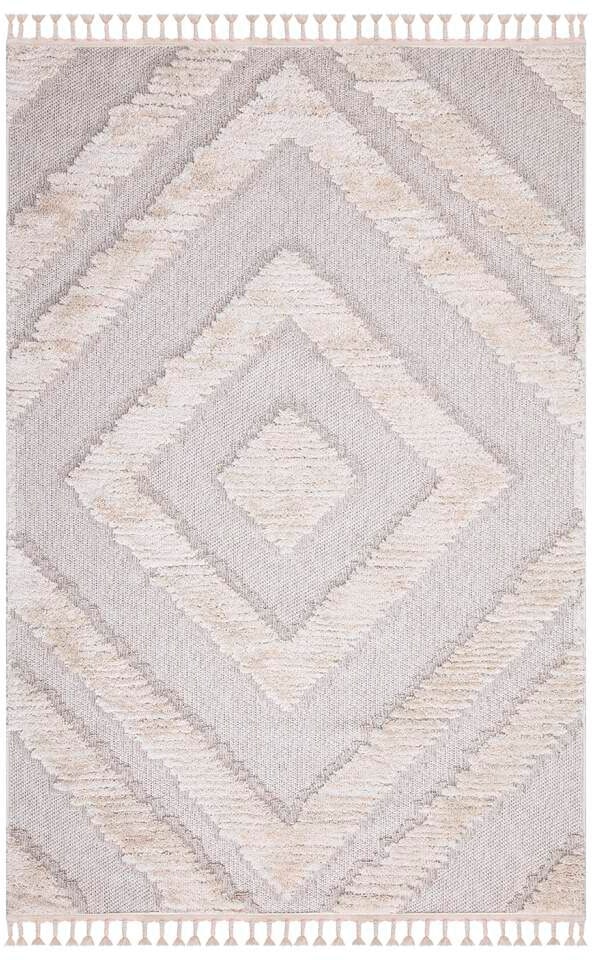 Carpet City Hochflor-Teppich »Valencia 813« rechteckig 20 mm Höhe Läufer, Boho-Stil, 3D-Effekt, Raute, Hoch-Tief-Struktur, mit Fransen