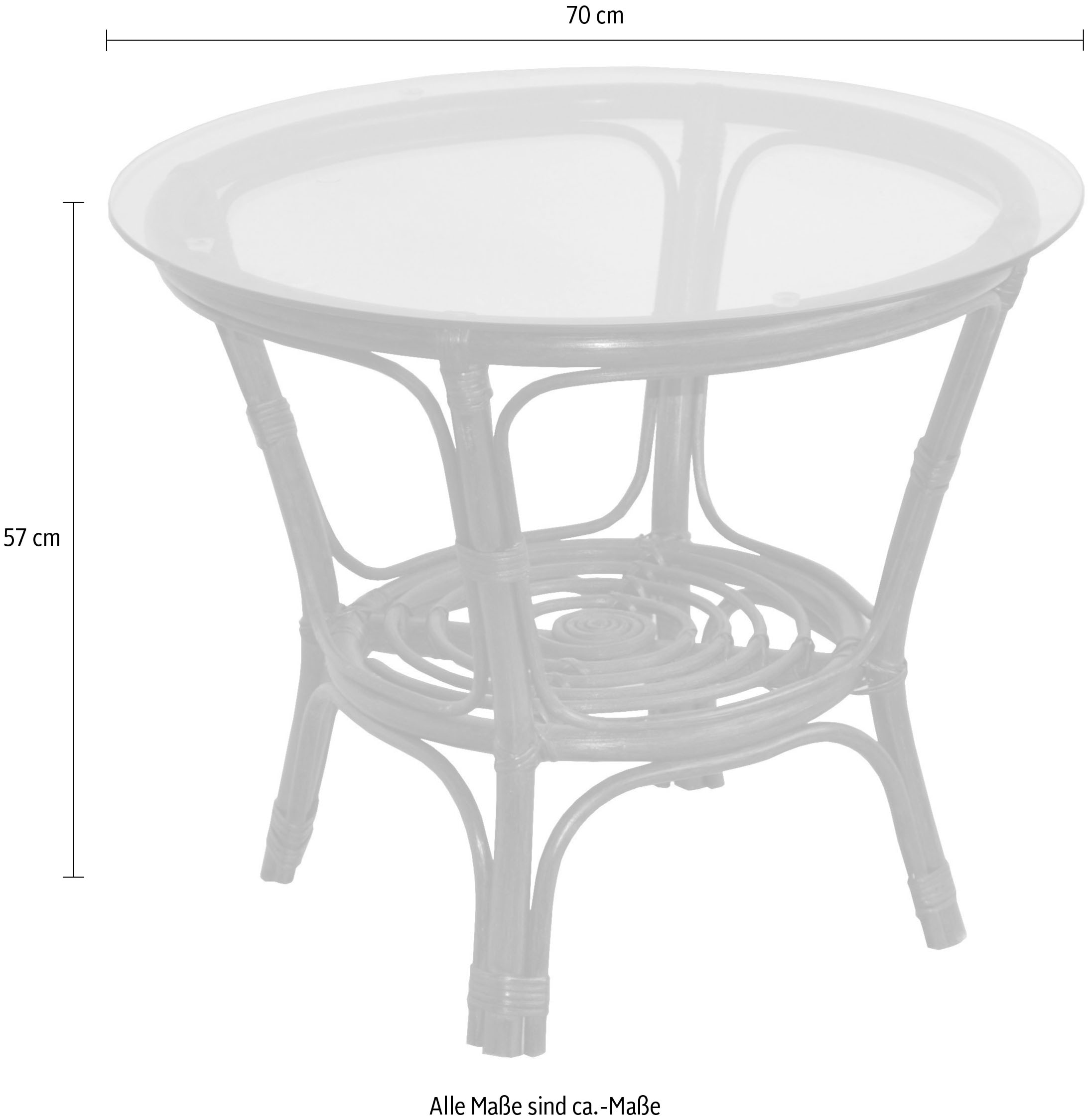 Home affaire Table de salle à manger gemütliche Rattanmöbel ideal für Wohnraum oder Wintergarten