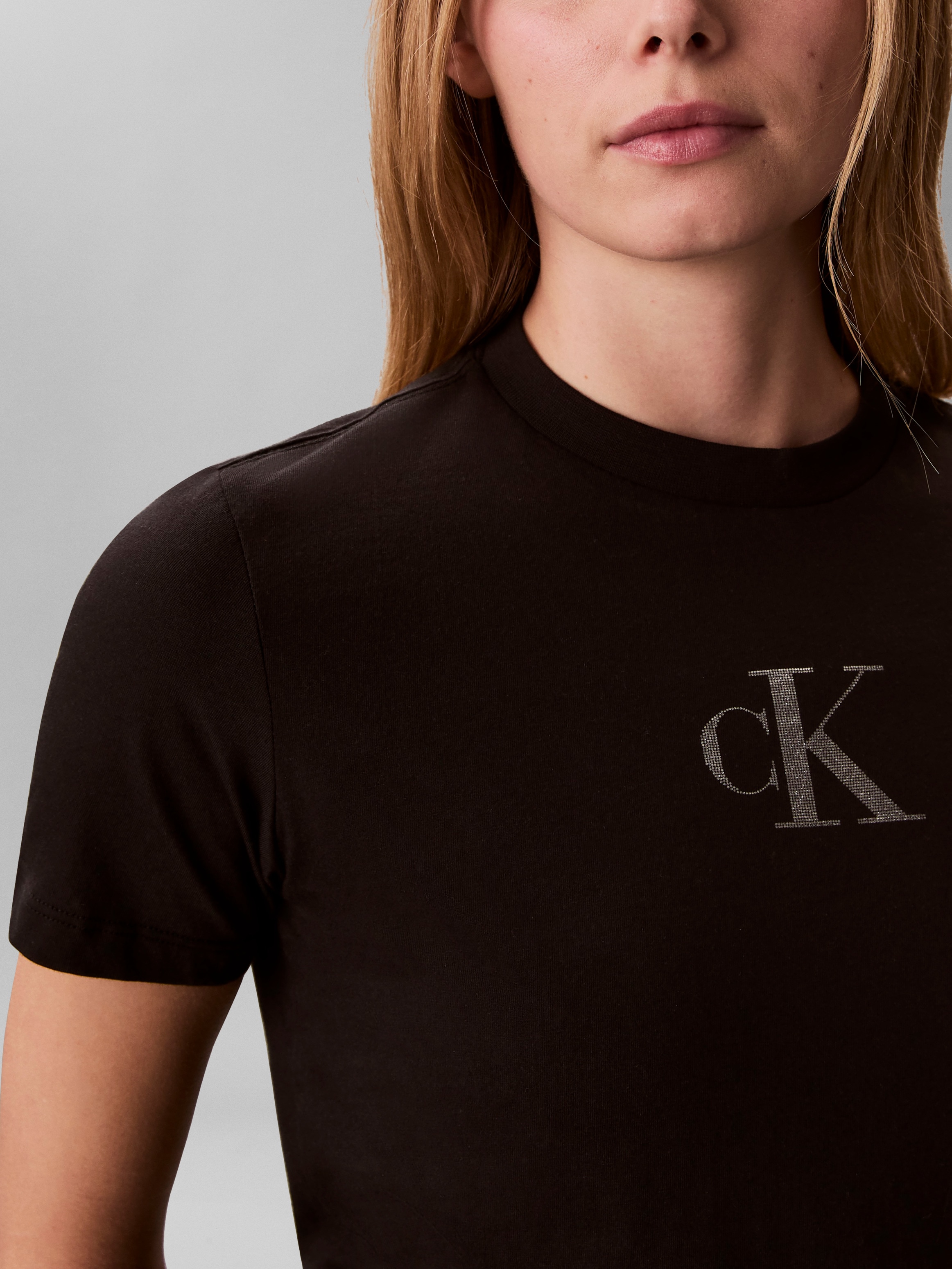 Calvin Klein Jeans T-Shirt Regular Fit, glänzender Logodruck, Rundhalsausschnitt