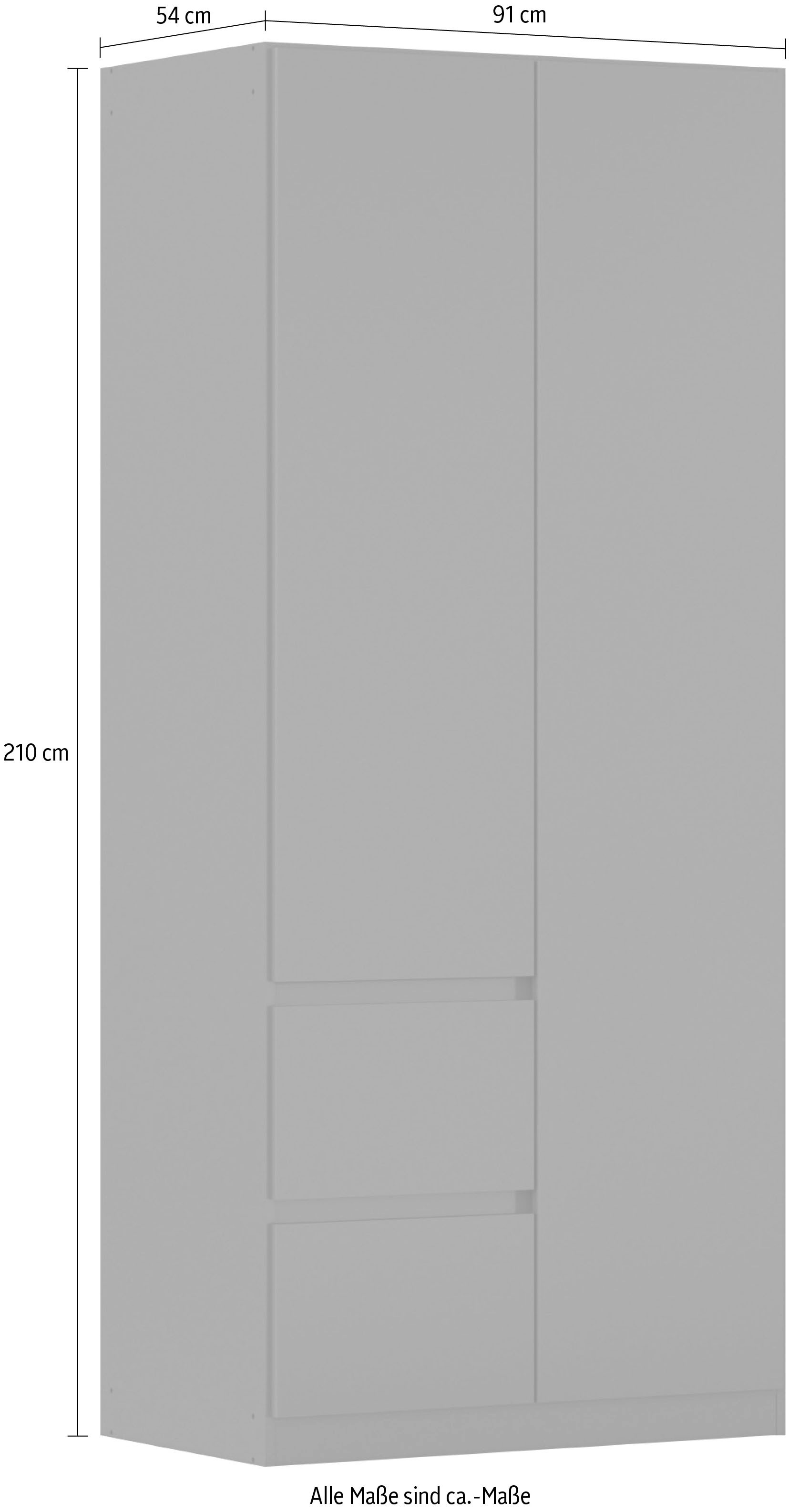rauch Drehtürenschrank »Mehrzweckschrank Aktenschrank Mietswohnung Garderobe MAINZ 91cm breit« 3 verschiedene Ausstattungen BASIC/CLASSIC/PREMIUM (inkl. SOFT-CLOSE),  grifflose Front, Türen mit Push-to-Open Funktion MADE IN GERMANY