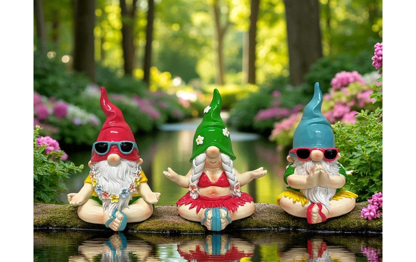   Nain de jardin »Dameco sitzend in Yoga Pose 3-er Set, 12 x 14 x 17 cm«