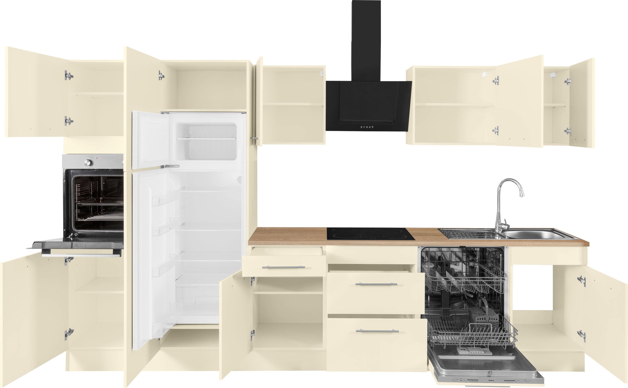 wiho Küchen Küchenzeile »Ela« Breite 340 cm, Soft-Close-Funktion, höhenverstellbare Füsse