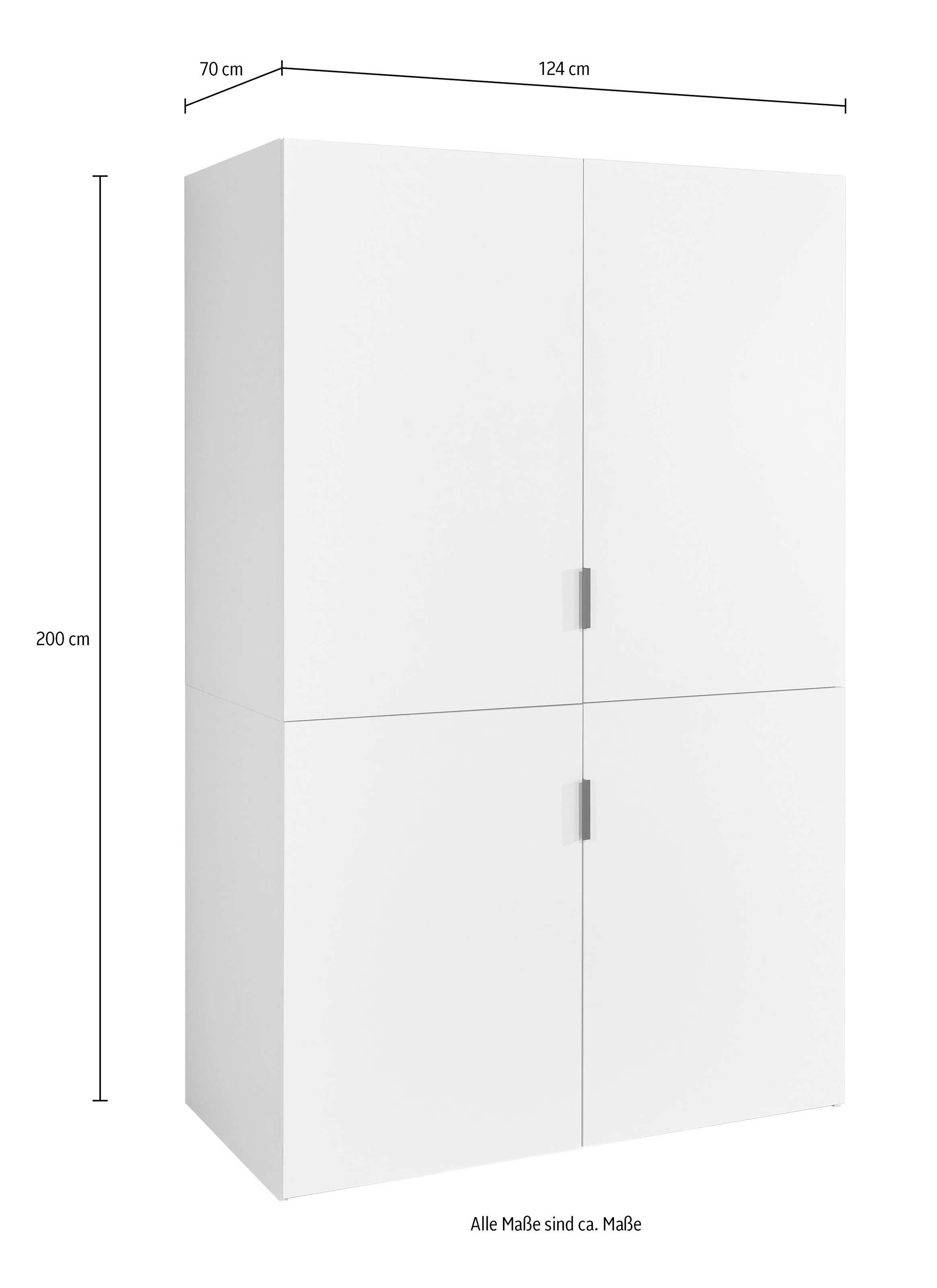 BASIC by Balculina Pantryküche »Pantryküche Heidelberg BxHxT 124x200x70 cm« Breite 124cm, Metallgriffe, FSC-Mix 70%