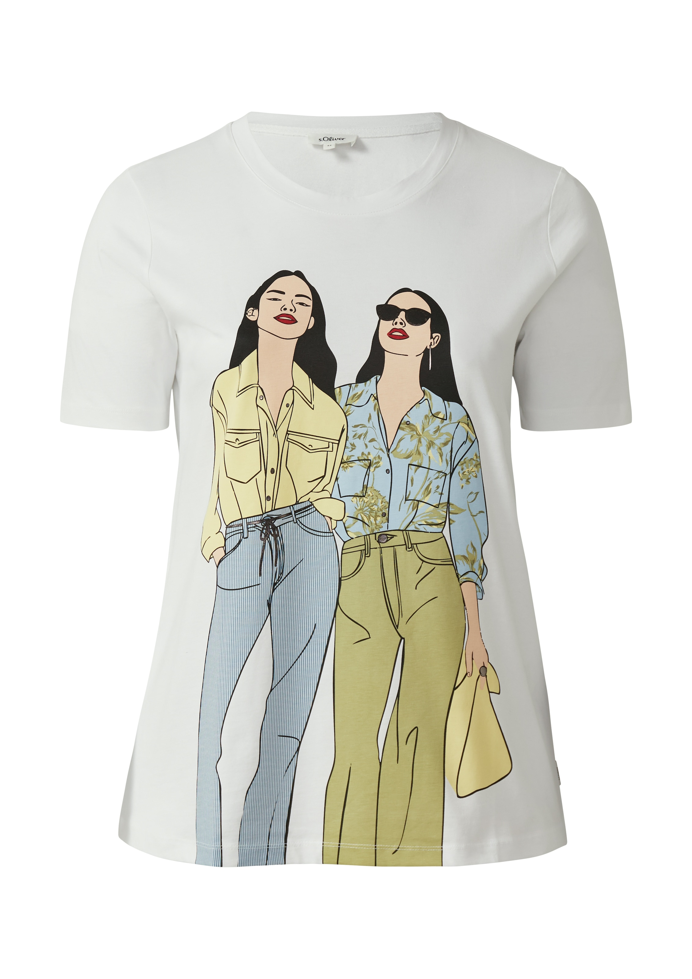 s.Oliver CURVE T-shirt à manches courtes t-shirt d'été avec imprimé devant/taille tailles