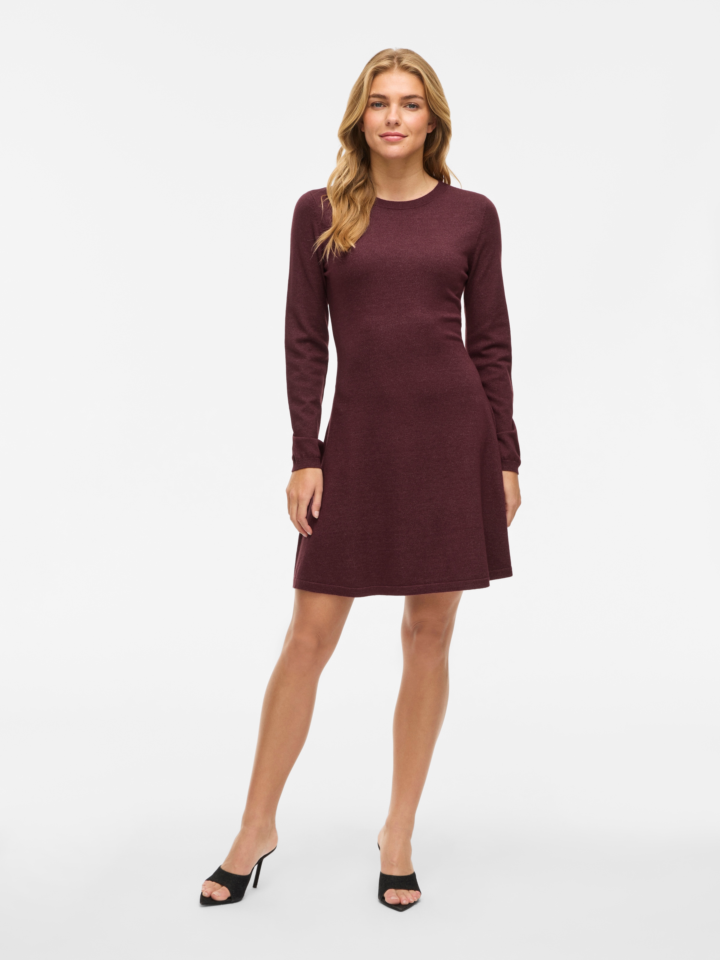 Vila Robe en tricot »VICOMFY A-LINE O-NECK KNIT DRESS - NOOS« Materialmix, normal geschnitten