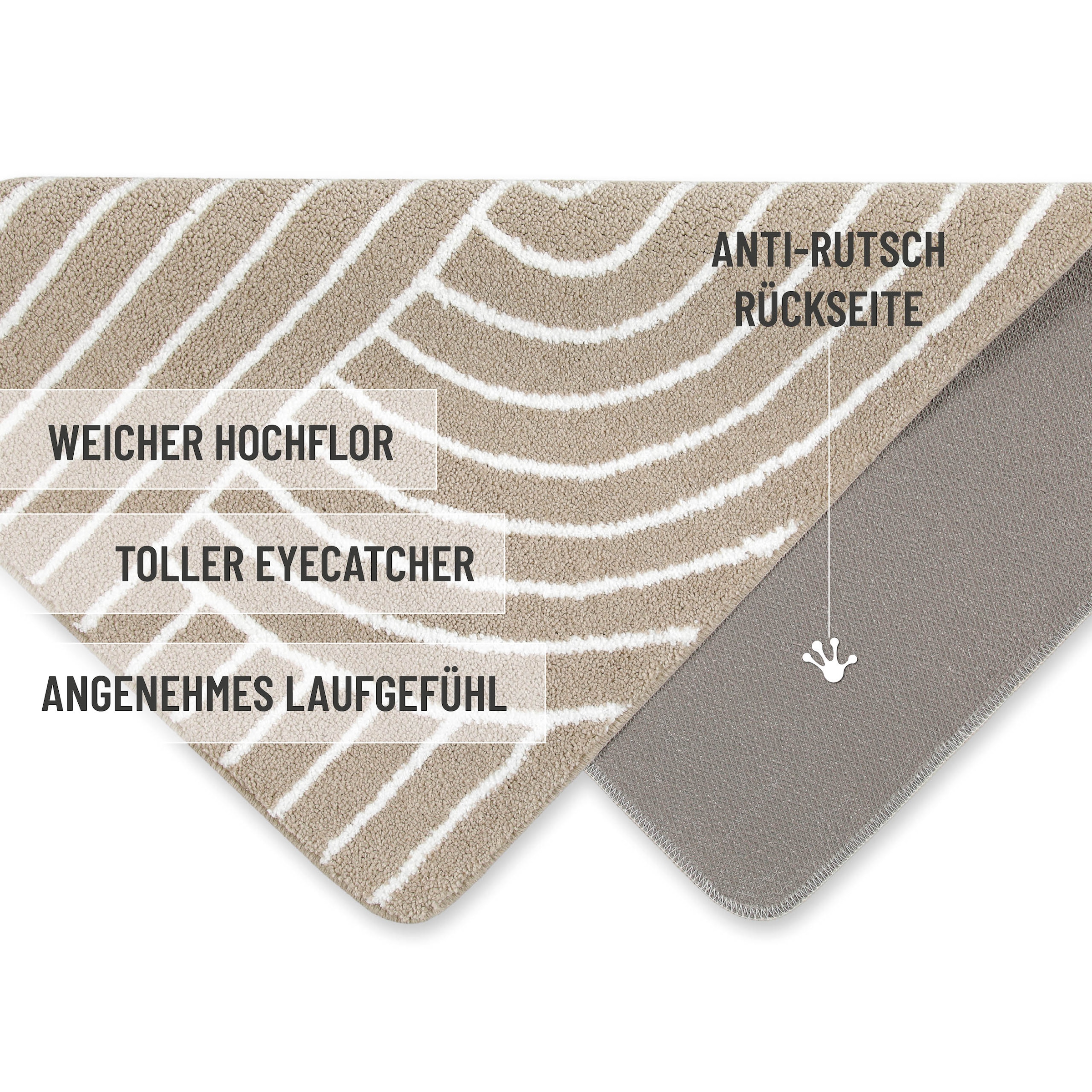 Wecon home Basics Tapis de bain »Hilda« Höhe 15 mm lavable, antidérapant, résistant, facile d'entretien avec motif rétro