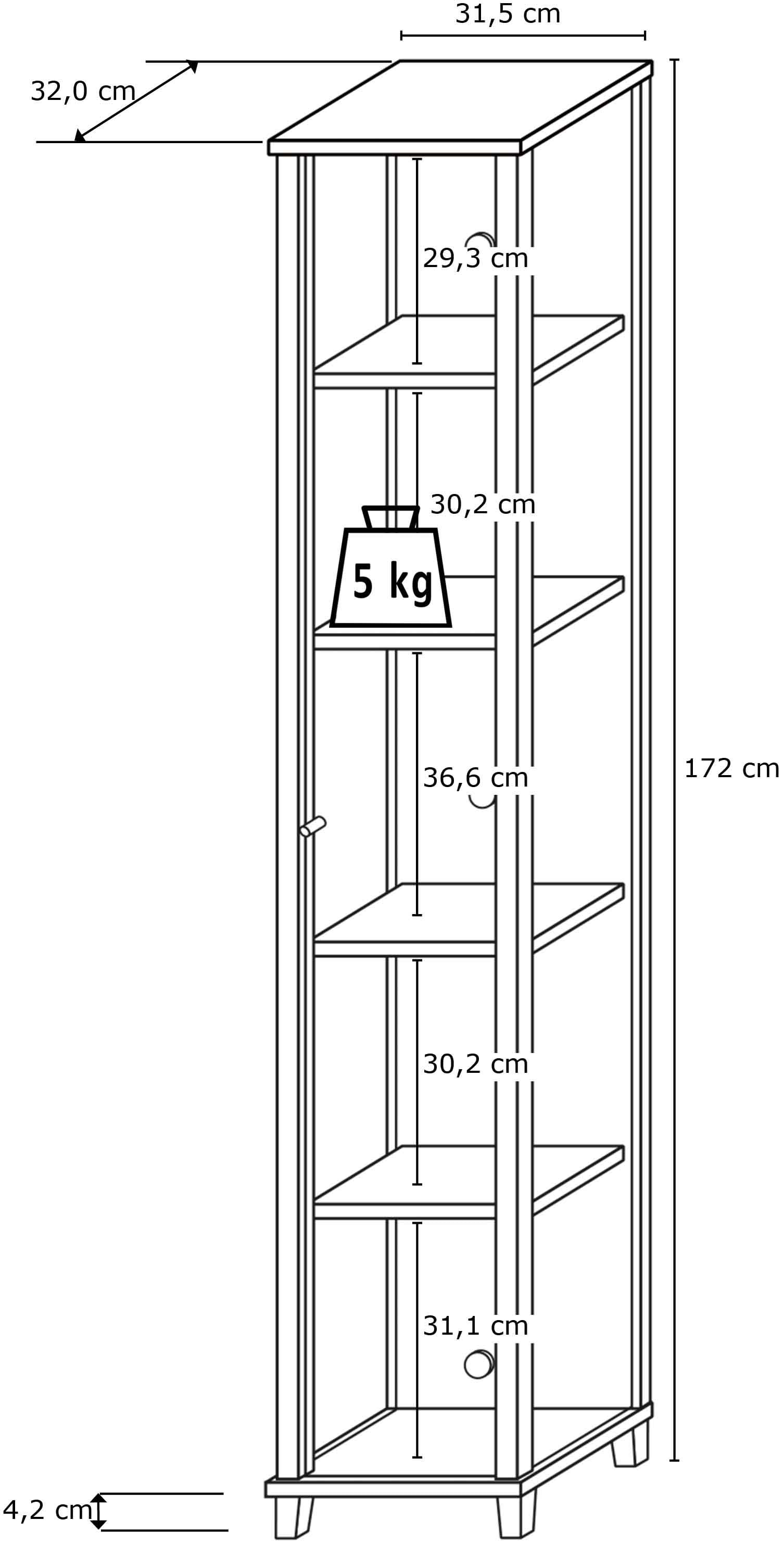 fif möbel Vitrine »OPTIMA« Standvitrine, Vitrinenschrank, Glasvitrine, Sammlervitrine