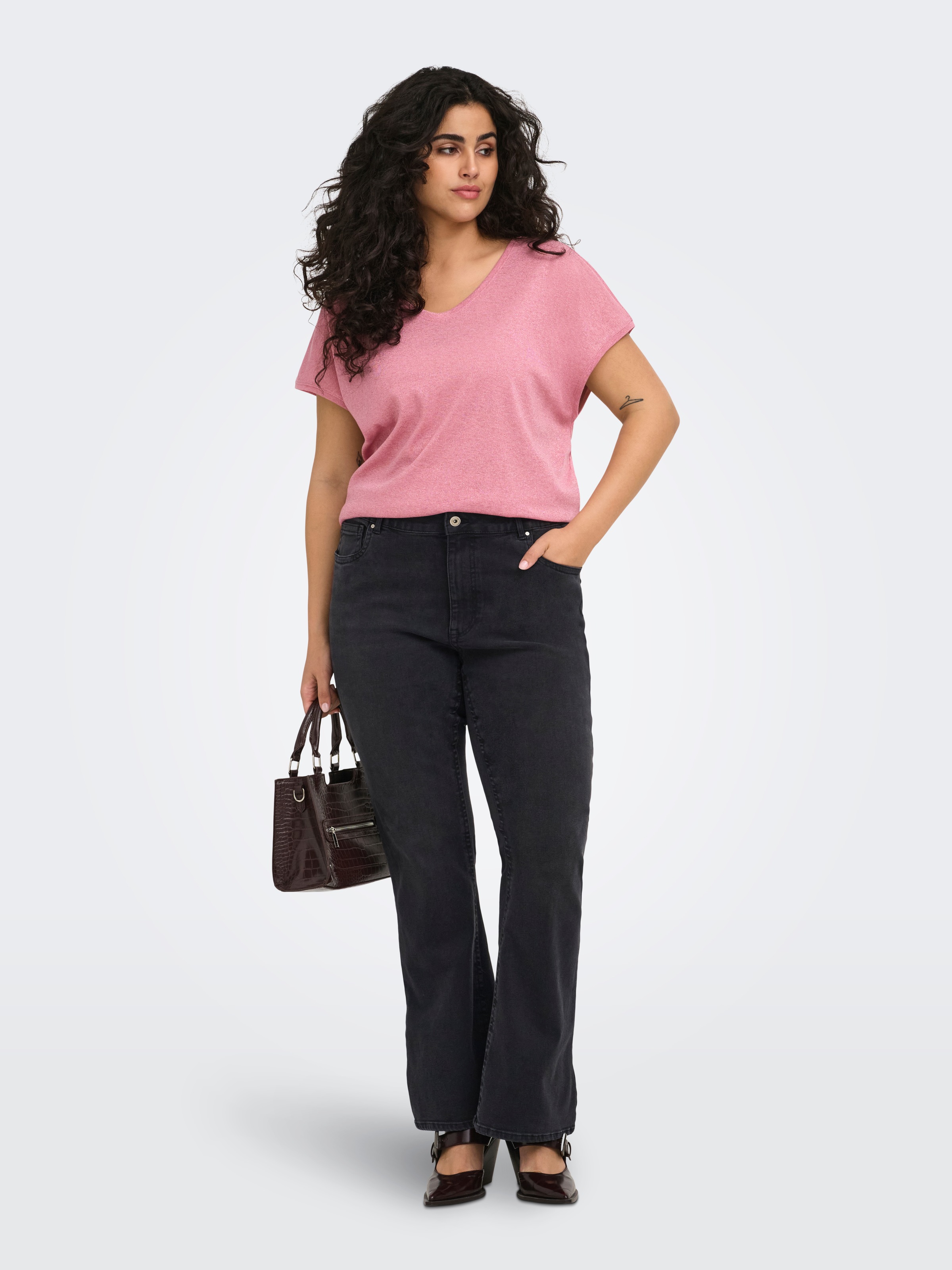 ONLY CARMAKOMA Jeans bootcut »CARPHOEBE REG BACK POC FLA PIM342 NOOS« mélange de coton, taille régulière