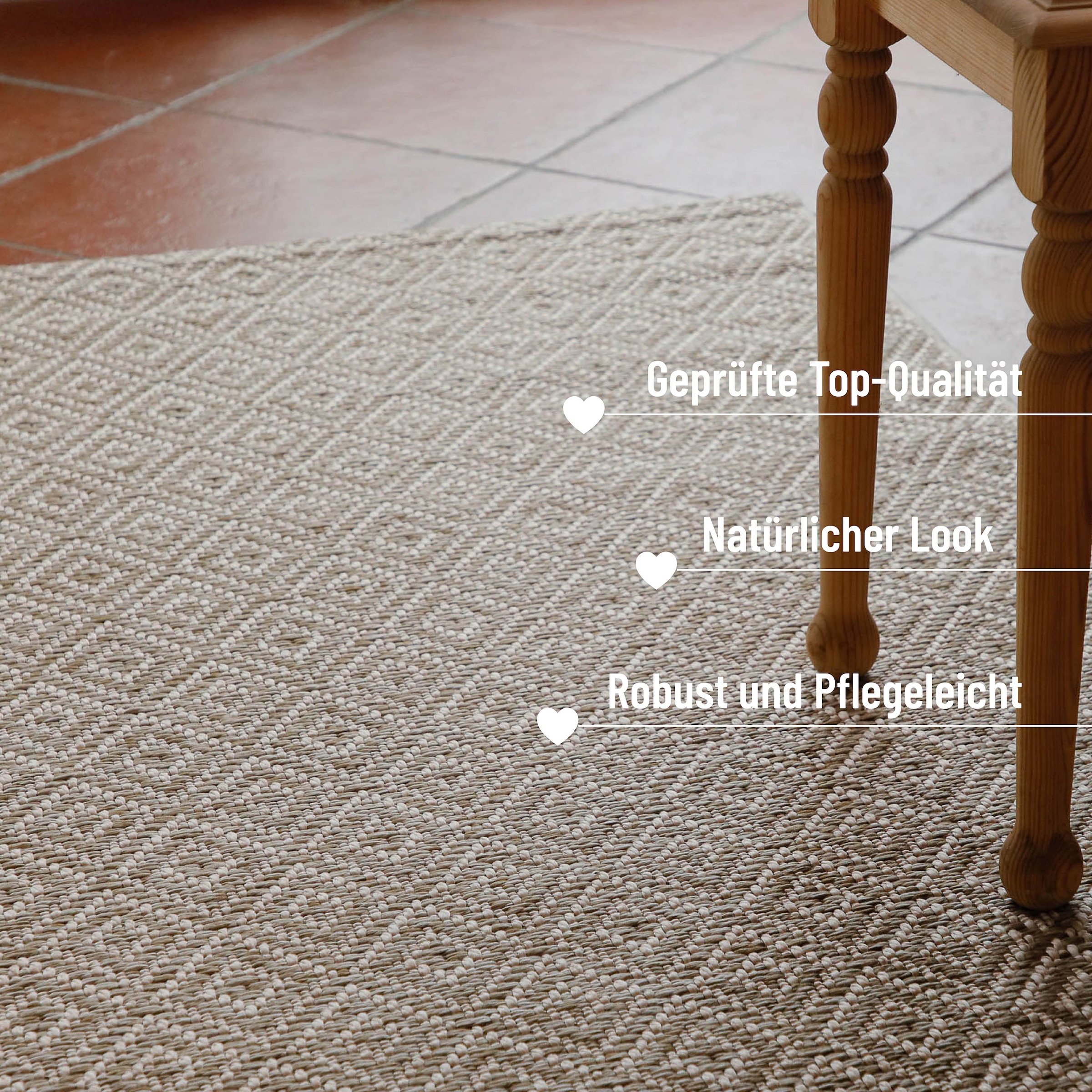 Wecon home Tapis »Miami Beach« Rectangulaire 5 mm Höhe In- & Outdoor Teppich, wetterfest, modernes Rauten Muster, Balkon