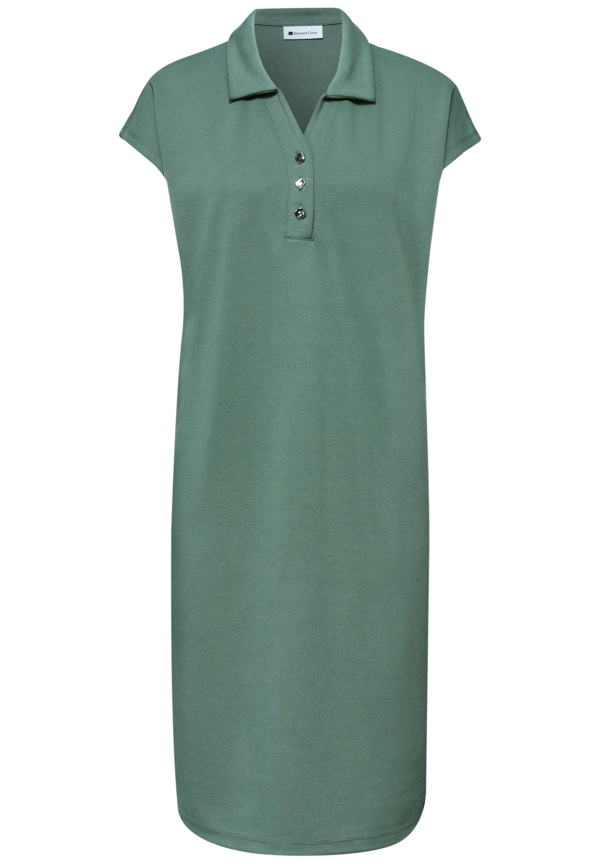 STREET ONE Robe t-shirt mélange viscose, longueur genoux, col polo