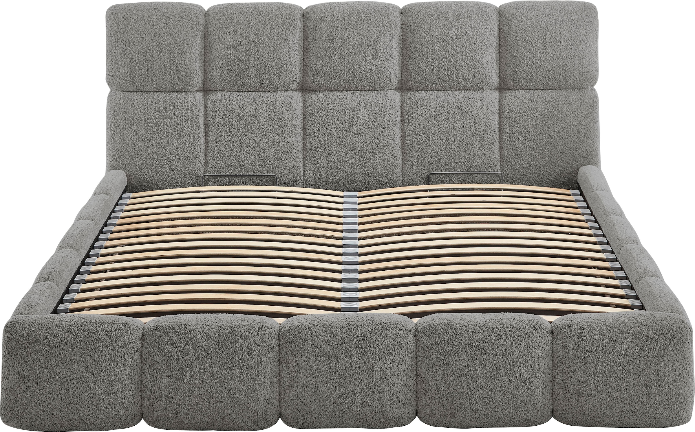 ATLANTIC home collection Polsterbett »"Jane" mit grossen Stauraum« luxurious gepolstertes Kopfteil und Rahmen, Bezug mit Bouclécharakter