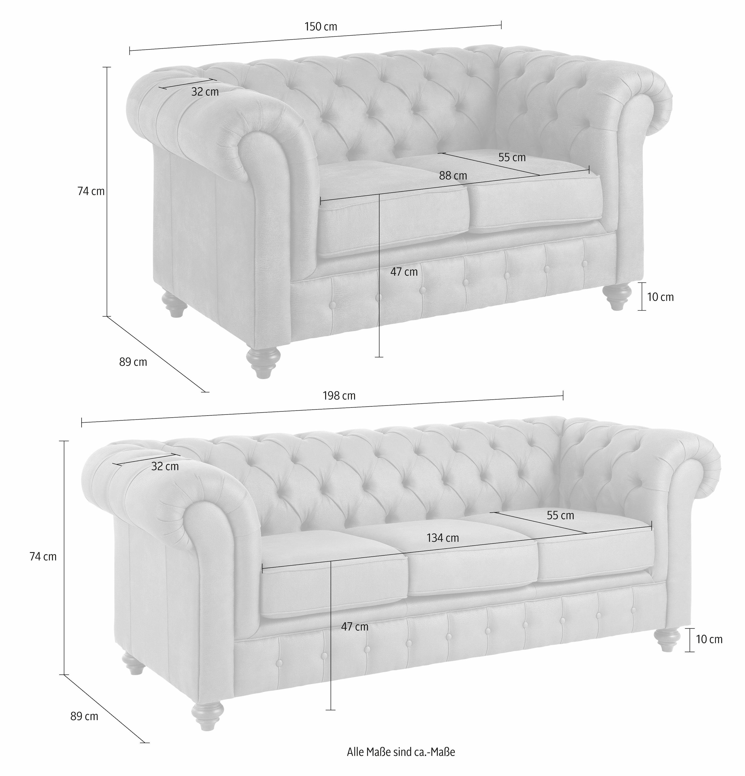 Home affaire Groupe de sièges »Chesterfield« 2 cuis tlg. hochwertige Knopfheftung, bestehend aus 2- und 3-Sitzer