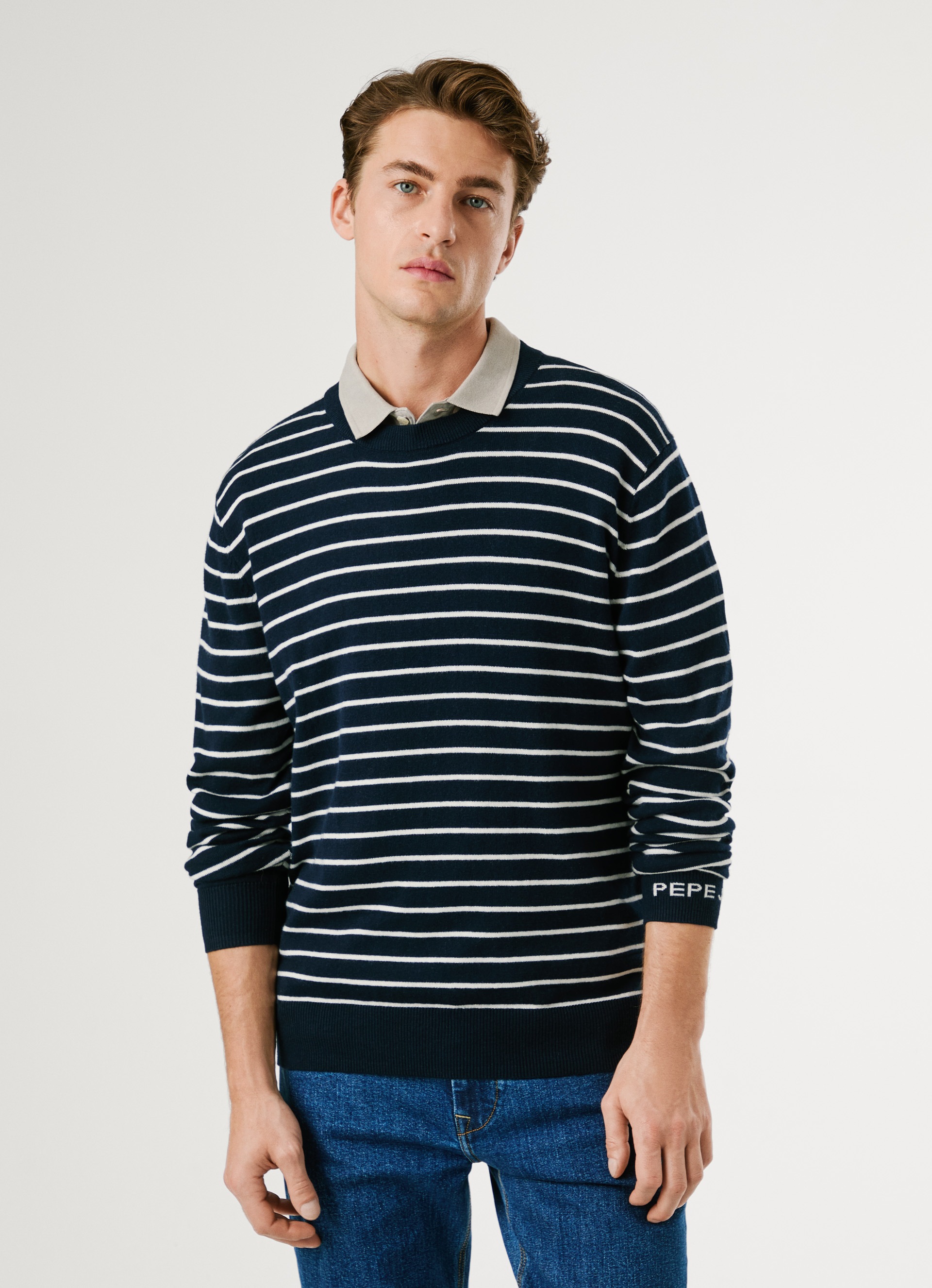 Pepe Jeans Pull à col rond »ANDRE STRIPES« mit Kaschmir-Anteil, gestreift