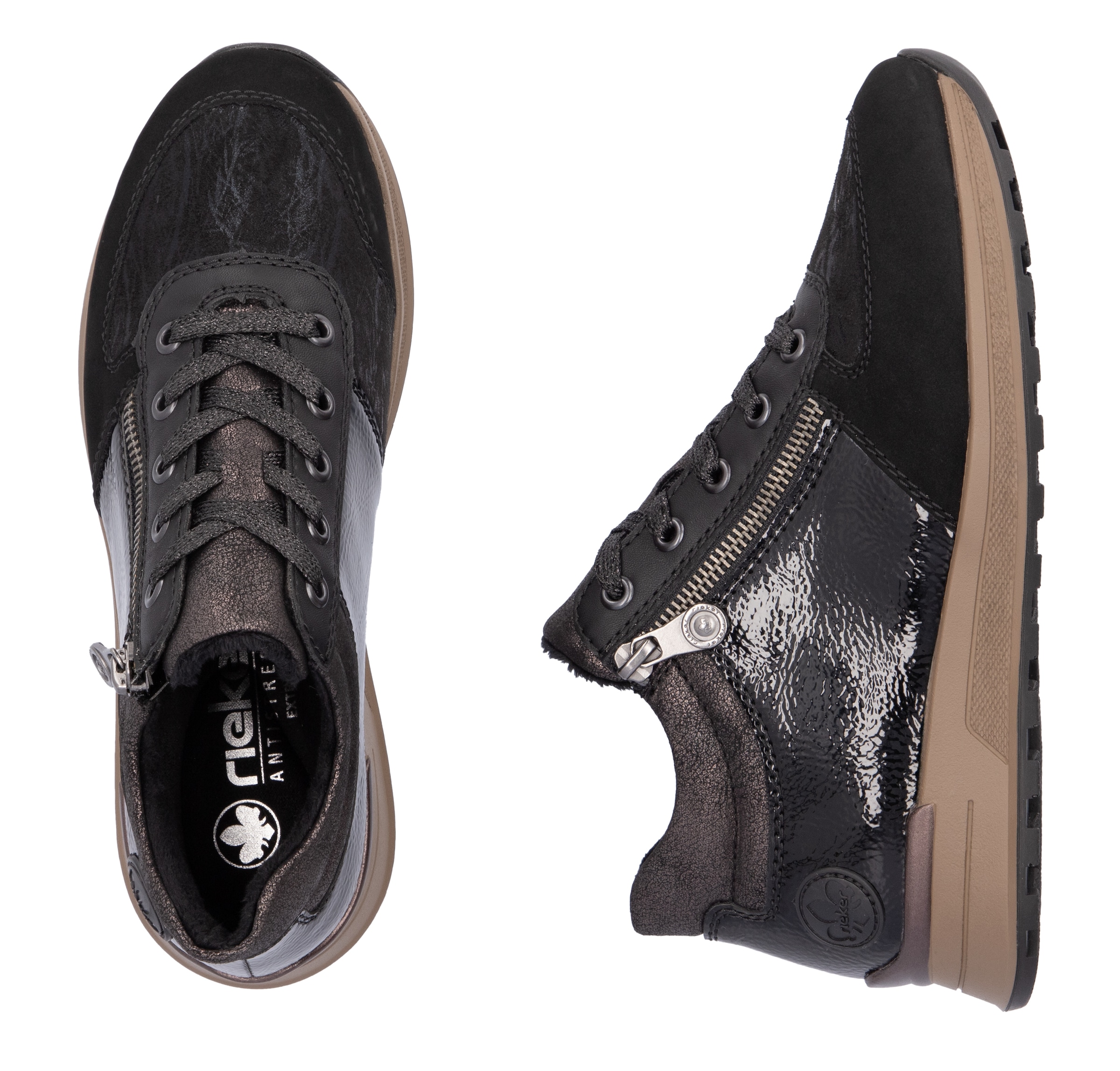 Rieker Sneaker  , Freizeitschuh, Halbschuh, Schnürschuh mit seitlichem Reissverschluss