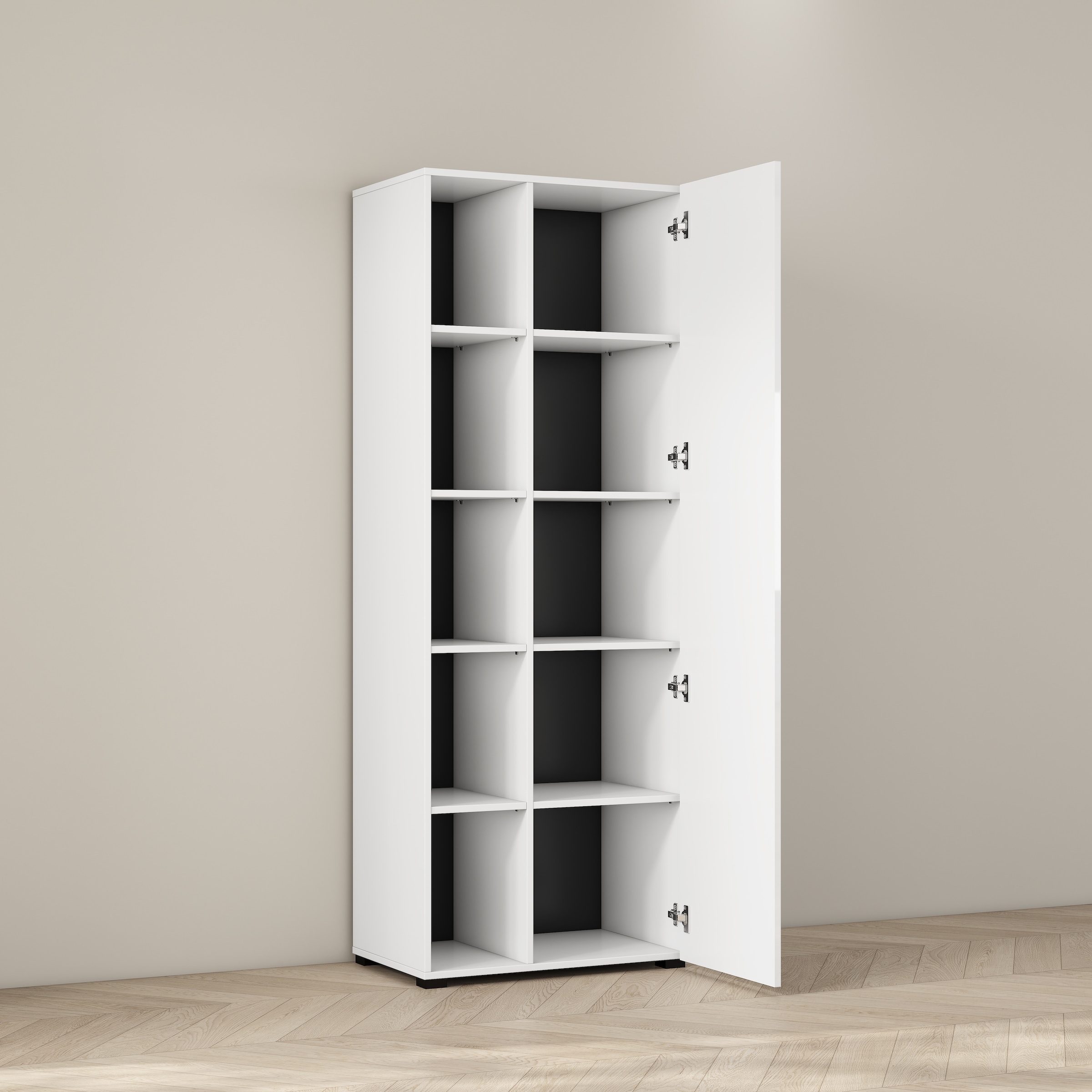GOODproduct Armoire de classement »Moid, moderner Mehrzweckschrank,« Masse: 64,5x41,5x175 cm, 5 Fächer mit viel Stauraum