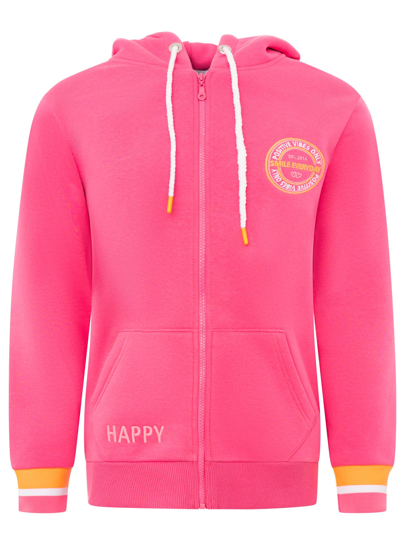 Zwillingsherz Sweat à capuche »"Smile Everyday ZH"« Capuche, poches, manches longues, broderie, fermeture éclair