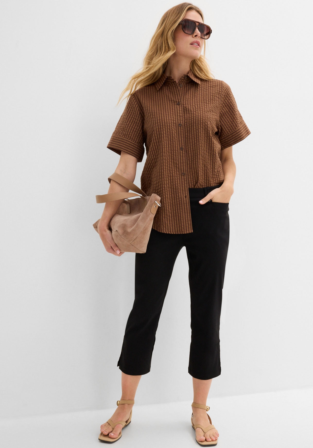 bonprix Pantalon 7/8 »7/8-Bengalin-Hose mit Bequembund«  mit Elasthan-Anteil, Regular Fit, mit Bequembund