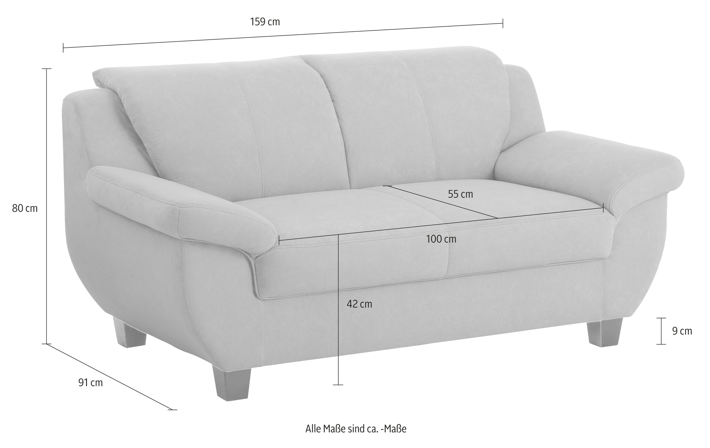 Home affaire 2-Sitzer »Yesterday Couch, B/T: 159/91 cm, belastbar bis 140kg/ Sitz« Microfaser, natur