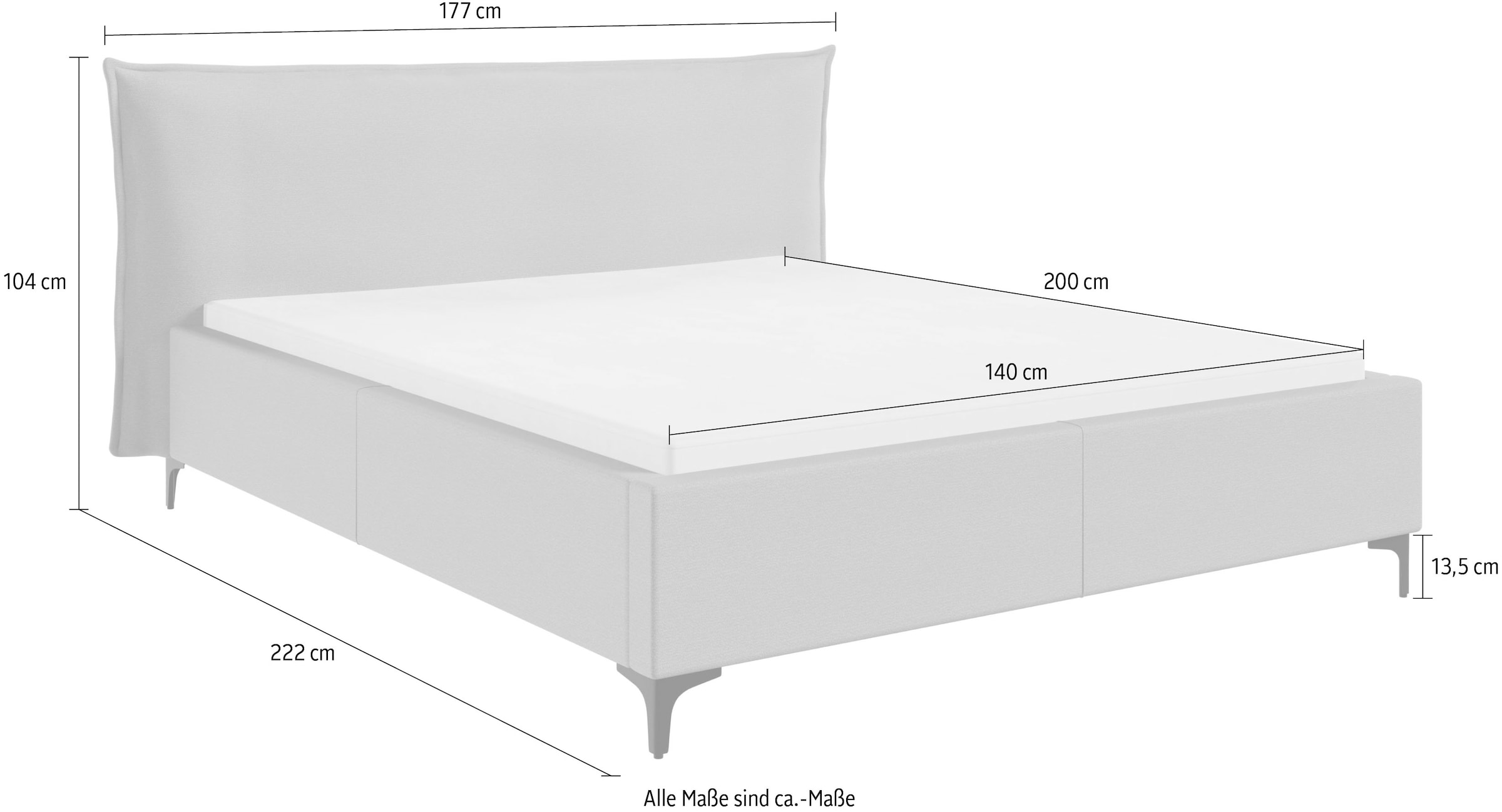 FORTE Lit rembourré »Helsingborg« incl. sommier à lattes, disponible en plusieurs couleurs