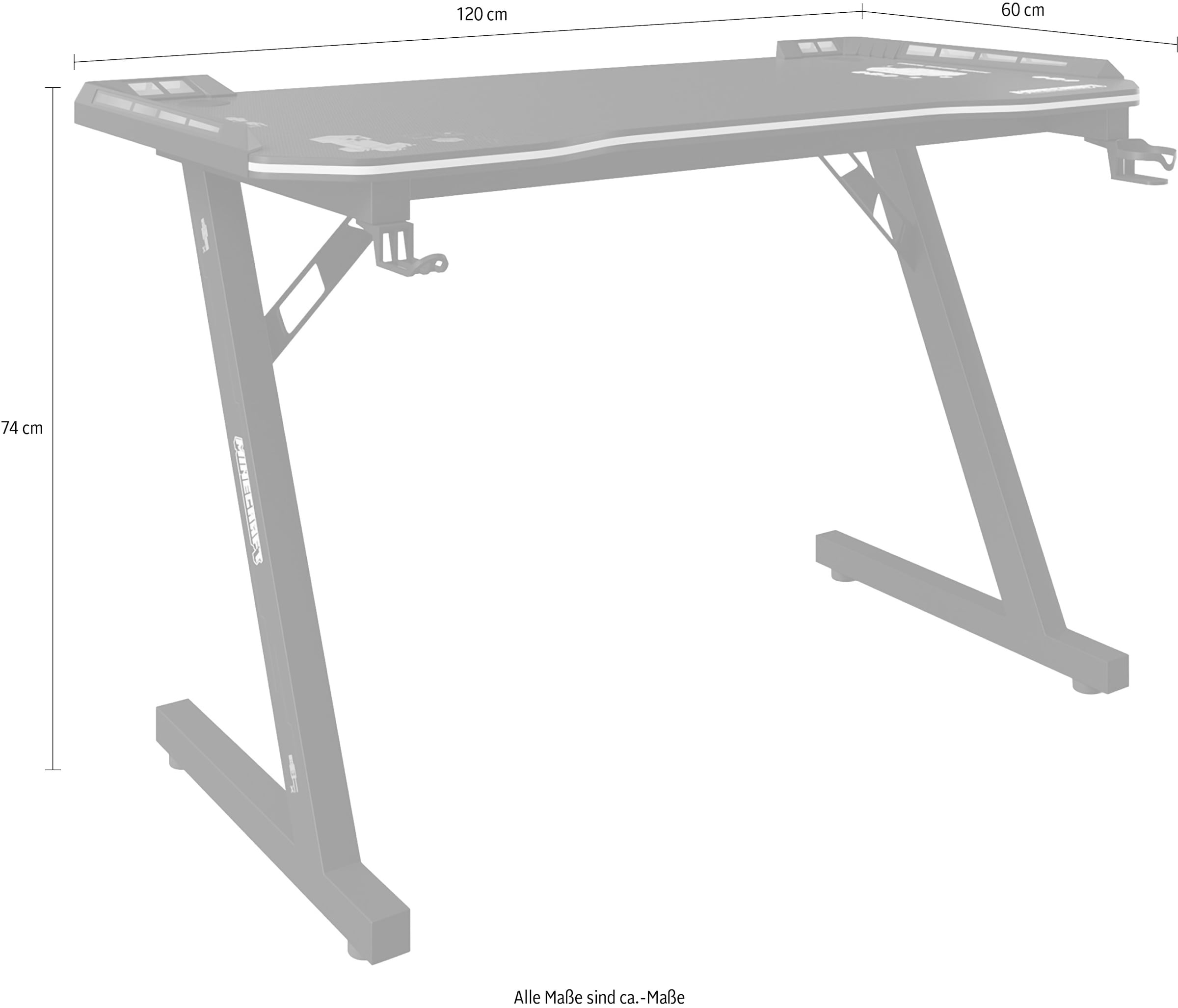 Phoenix Table de gaming incluant éclairage LED RGB