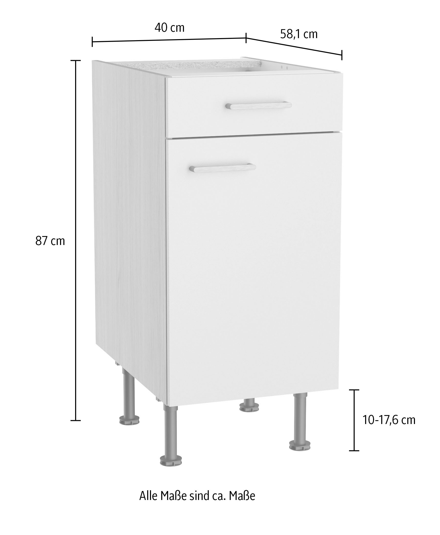 KOCHSTATION Unterschrank »KS-Lucy« Breite 40 cm, höhenverstellbare Füsse, Soft-Close