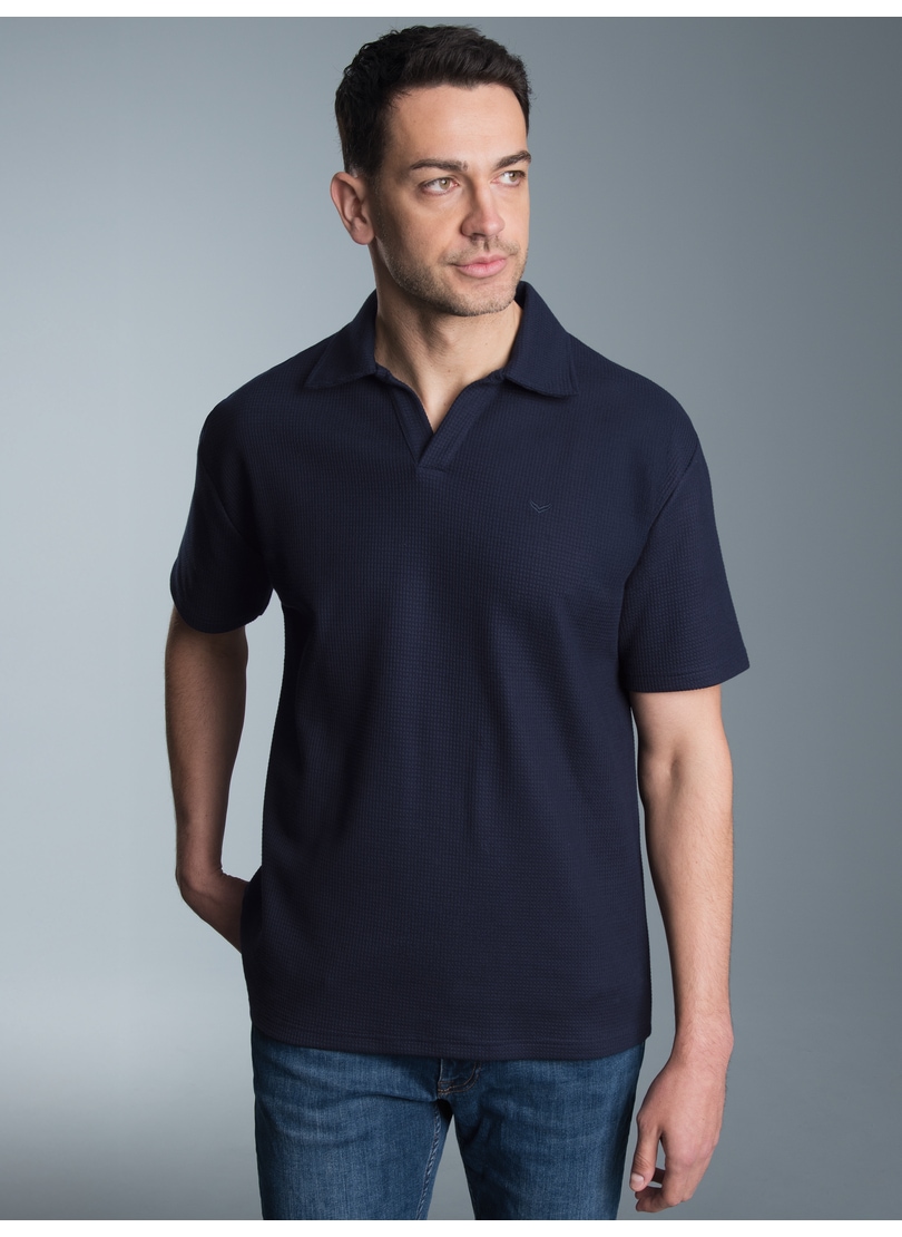 Trigema Poloshirt »TRIGEMA Oversized Poloshirt ohne Knopfleiste in Waffeloptik« 1 Stk.
